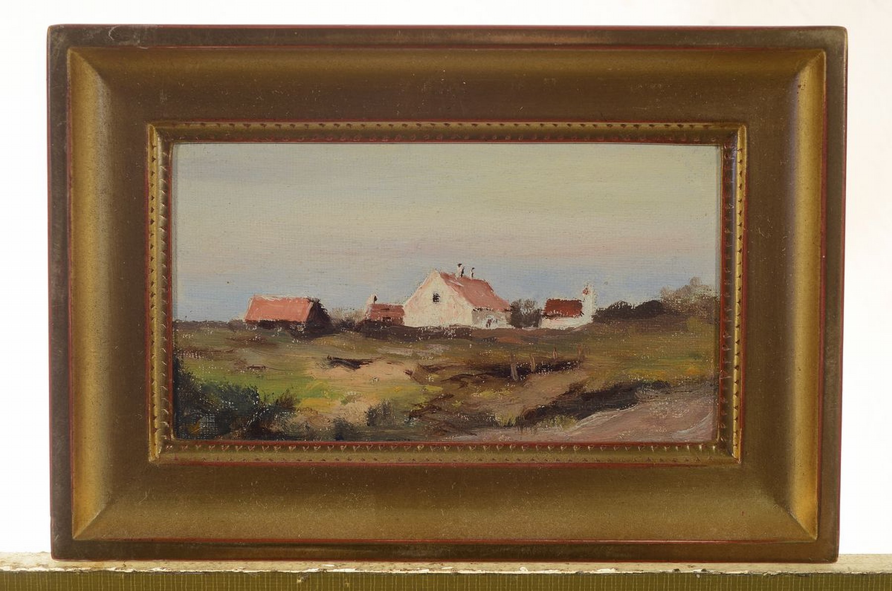 Detail k: Friedrich Philipp Schmöle, 1844-1924 Frankfurtam Main, 2 Gemälde, Küstendorf mit Windmühle, Gehöft in hügeliger Wiesenland- schaft, Öl/Papier ...