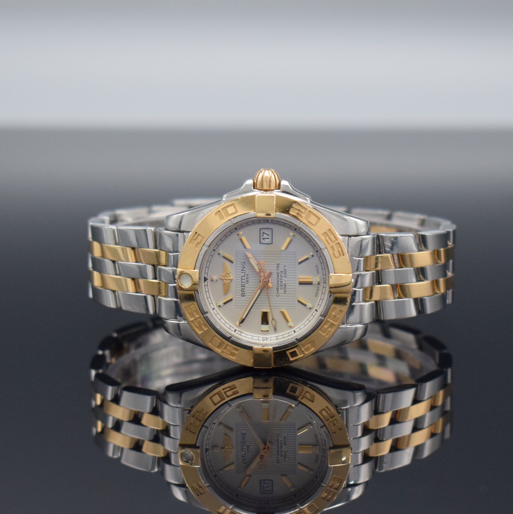 BREITLING Galactic 32 Damenarmbanduhr, Schweiz um 2010, quarz, Ref. C71356, Edelstahl/Gold komb., massives Gehäuse, Boden geschr., eins. drehb. ...