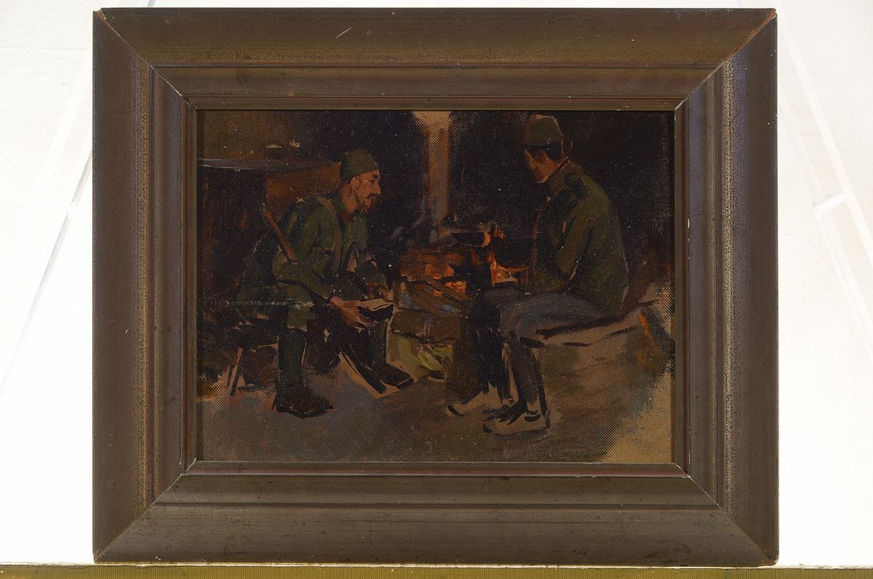 Detail k: Zuschreibung: Adolf Kessler, 1890 Godramstein -1974, Studium an der Akademie München, hier: "türkische Soldaten am Feuer", Öl/Malkarton, ...