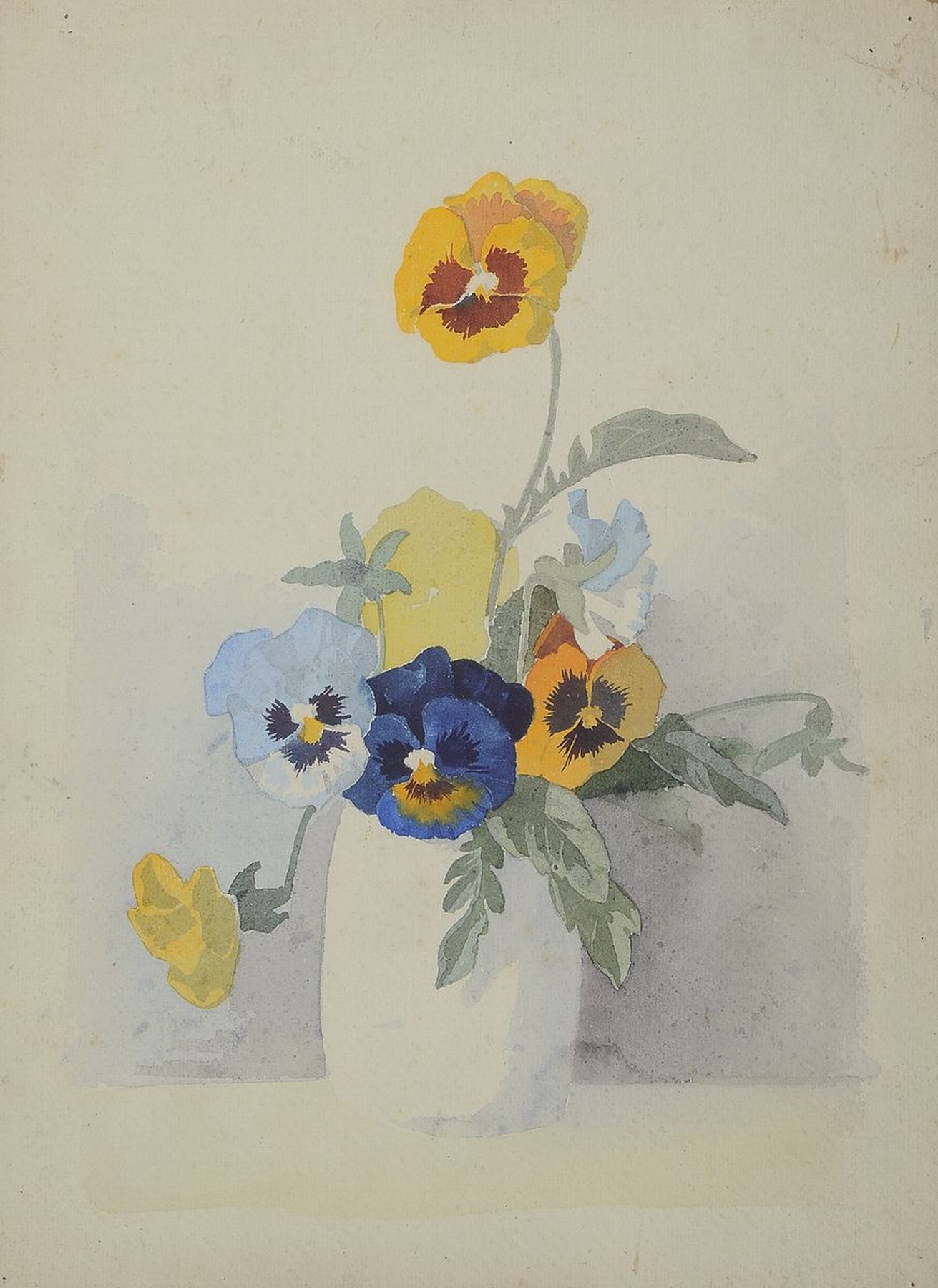 Christian Neureuther, 1868 Untersotzbach-1921 Schlierbach, 4 Aquarelle: Stiefmütterchen in Vase, ca. 38x29cm; Blütenzweig, signiert und dat. 8, ca. ...