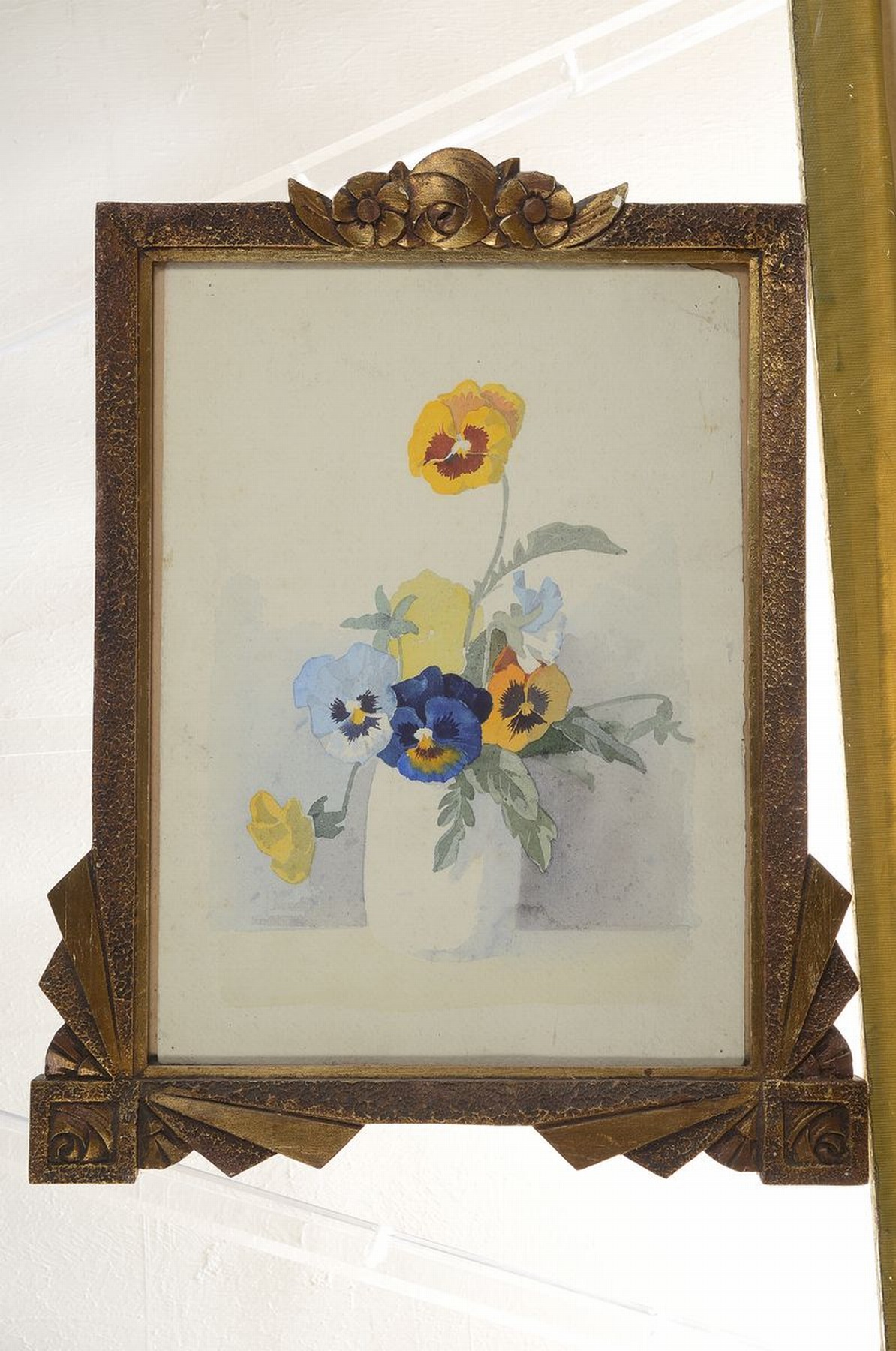 Detail k: Christian Neureuther, 1868 Untersotzbach-1921 Schlierbach, 4 Aquarelle: Stiefmütterchen in Vase, ca. 38x29cm; Blütenzweig, signiert und dat. 8, ca. ...