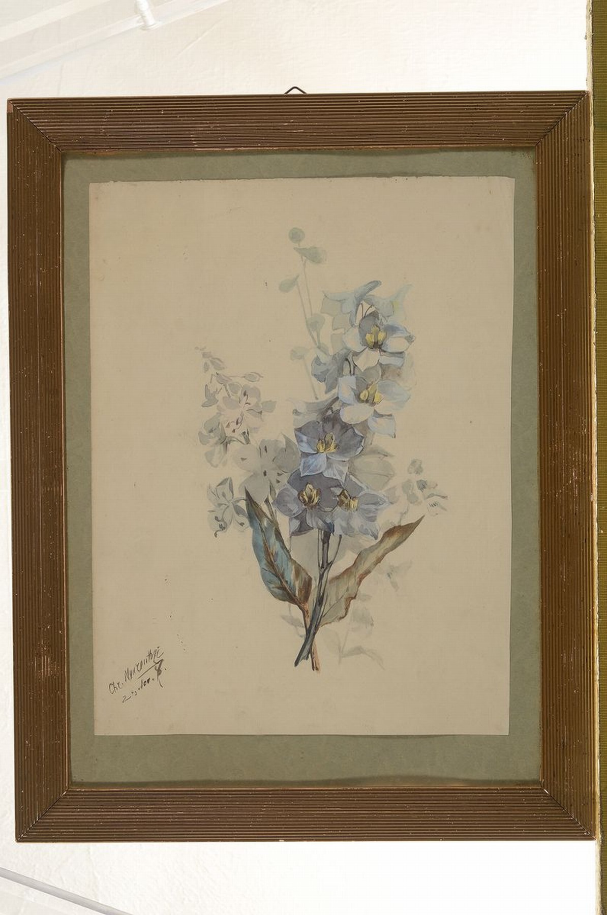 Detail l: Christian Neureuther, 1868 Untersotzbach-1921 Schlierbach, 4 Aquarelle: Stiefmütterchen in Vase, ca. 38x29cm; Blütenzweig, signiert und dat. 8, ca. ...