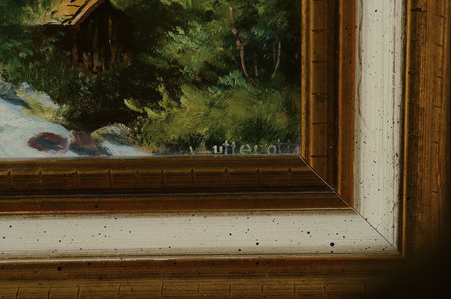 Detail a: Karl von Lutterotti, 1793 Bozen-1872 Imst, Studium an der Akademie Düsseldorf, hier: Kapelle im Gebirge, Öl/Holz, rechts unten signiert, ca. ...