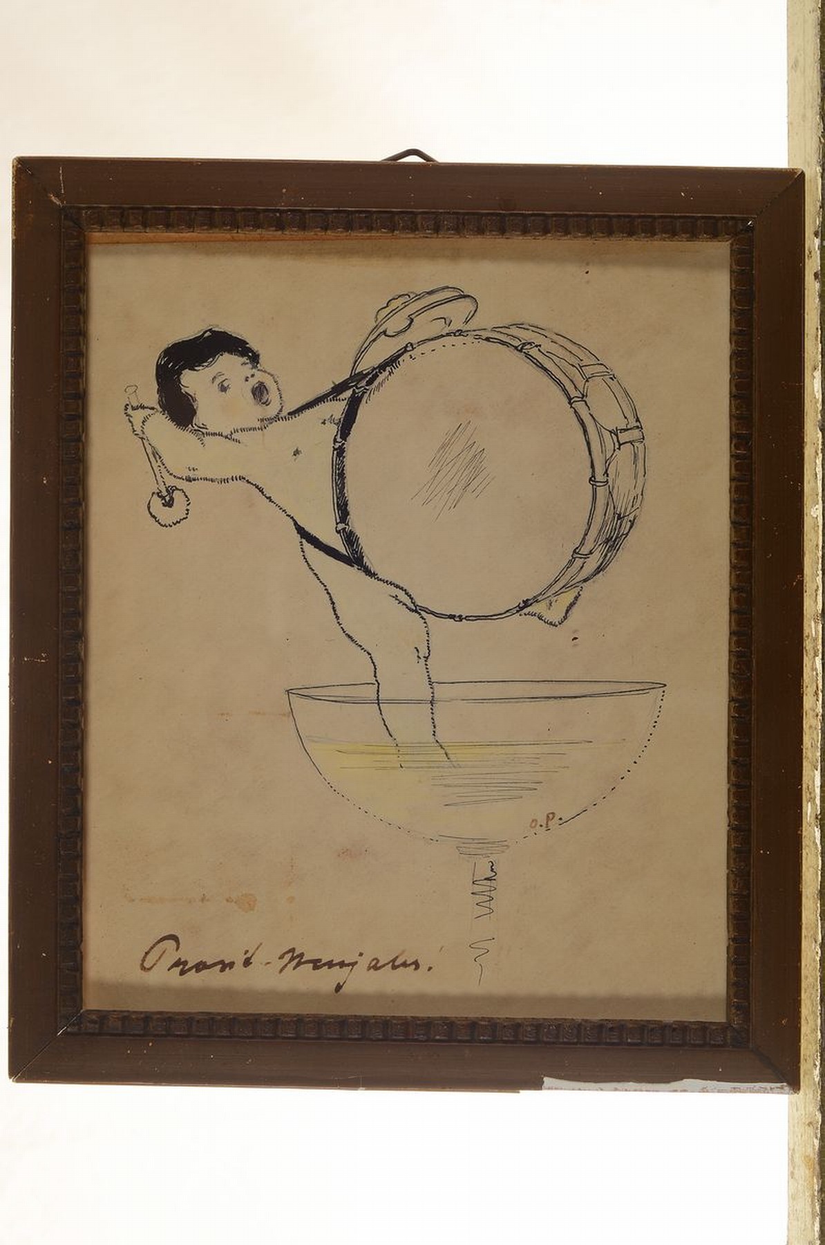 Detail k: Otto Pippel, 1878 Lodz-1960 Planegg, Neujahrsgruß, Tuschezeichnung auf Papier, monogr. O.P. und beschriftet: Prosit Neujahr, rückseitig ...