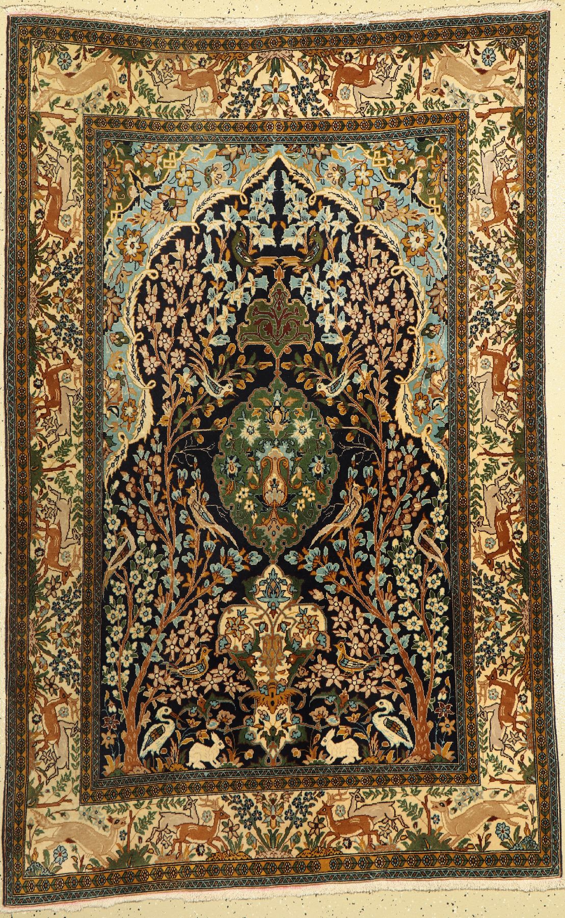Ghom Kork, Persien, ca. 50 Jahre, Korkwolle, ca. 202 x 127 cm, EHZ: 2, (leicht verzogen),gereinigt