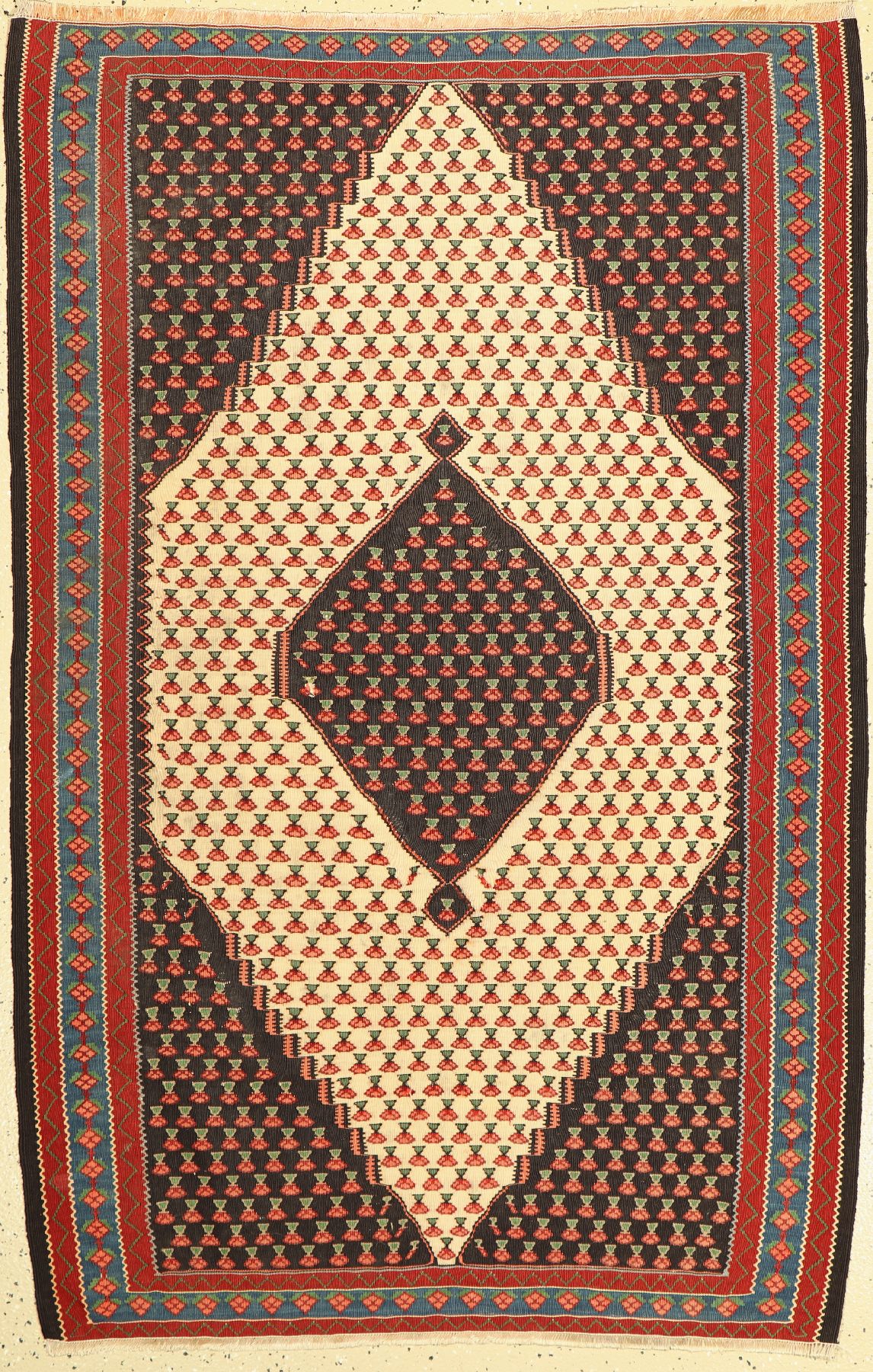 Senneh Kelim alt, Persien, ca. 50 Jahre, Wolle auf Baumwolle, ca. 164 x 107 cm, EHZ: 2,(kleines Loch)