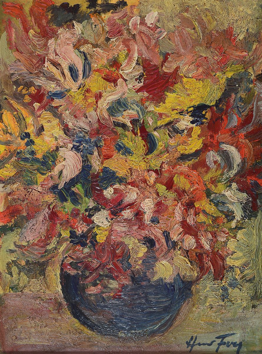 Hanns Fay, 1888 Frankenthal-1957 Neustadt, Blumenstillleben, Öl/Hartfaser, rechts unten signiert, ca. 30x23cm, R.