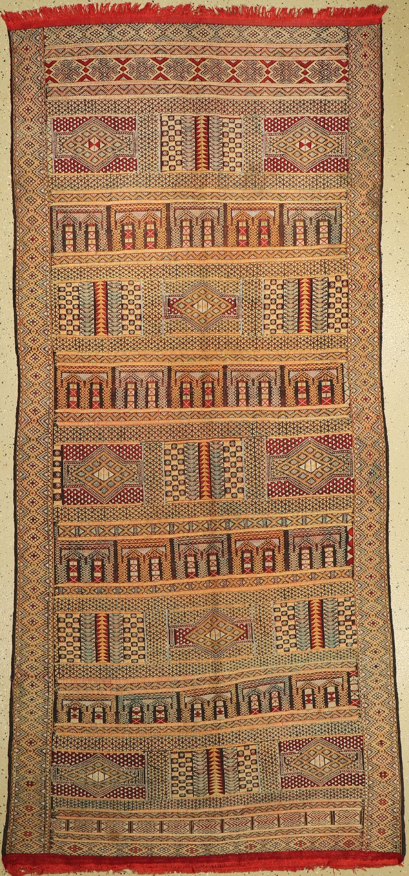 Marokkanische Kelim, ca. 50 Jahre, Baumwolle, ca. 263 x 120 cm, EHZ: 2