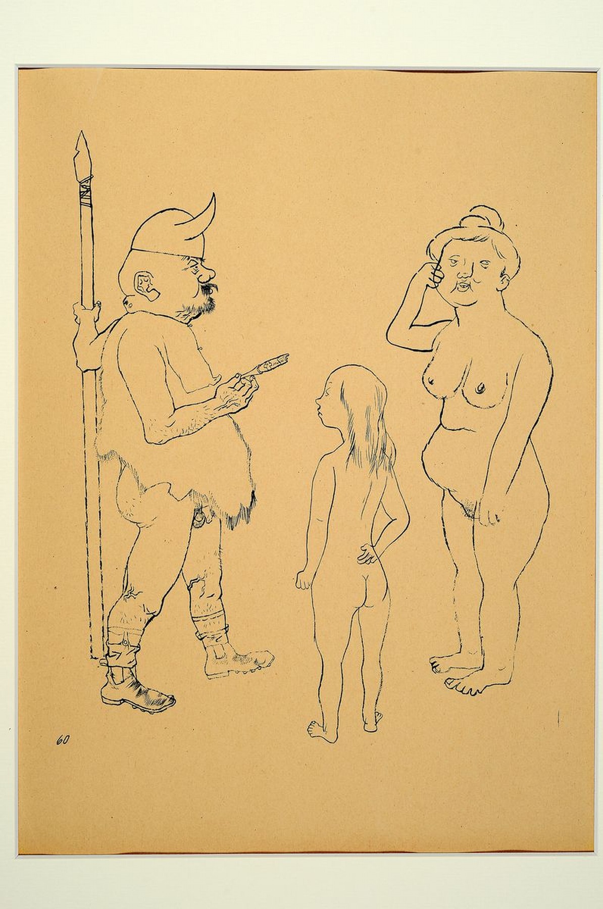 Detail l: George Grosz, 1893-1959, Konvolut aus 3 Blättern, Verlag: Malik-Verlag, Berlin 1923, je unter PP, je ca, 50x40 cm , 1 Blatt l. beschädigt