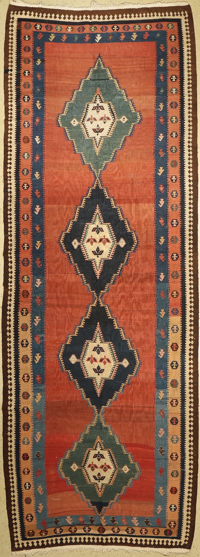 Bidjar Kelim alt, Persien, um 1930, Wolle auf Baumwolle, ca. 425 x 153 cm, EHZ: 3