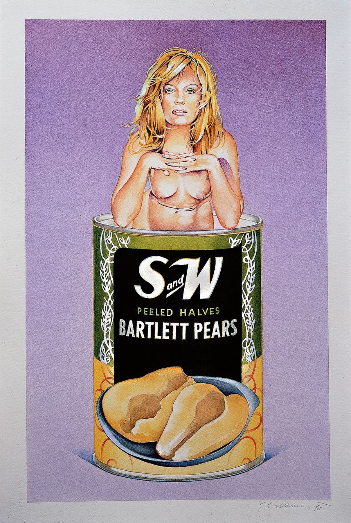 Mel Ramos, geb. 1935, "Bartlett Pears", Farboffset, Drucker-Verlag: Publishing Company Verlag 2004, PP, gesamt ca. 70x50 cm