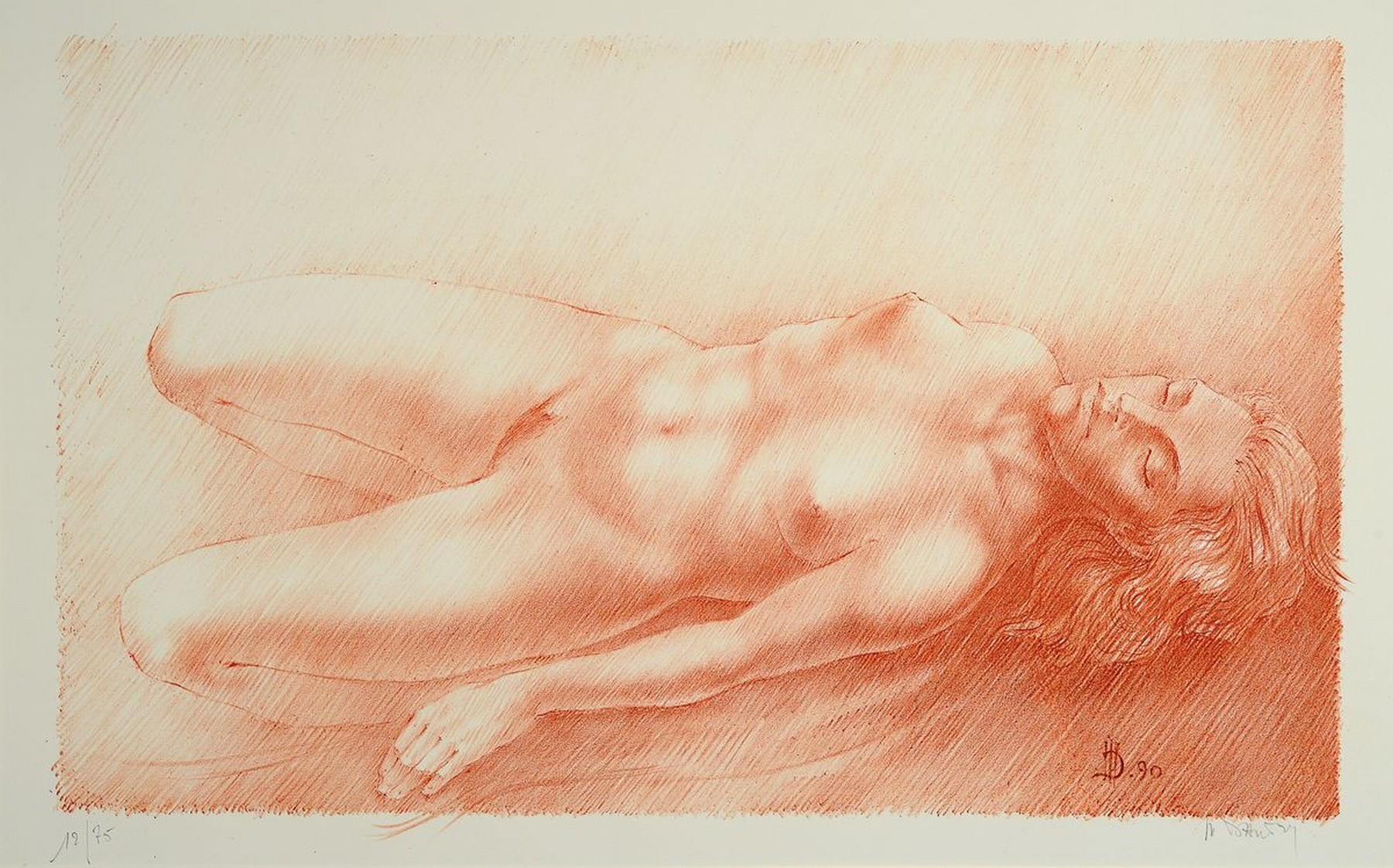 Marc Dautry, 1930-2008, Aktdarstellung, Farblitho auf Büttenpapier, num. 12/75, sign., PP, Motiv ca. 56x38 cm, gesamt ca. 70x50 cm