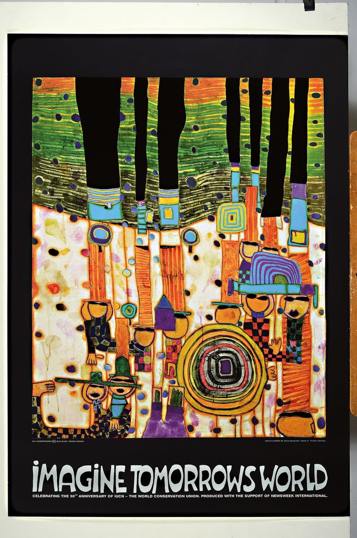 Detail k: Friedensreich Hundertwasser, 1928-2000, Kunstdruck mit Metallfolienprägung, Titel: Imagine tomorrows World, Drucker Verlag: Namida, Glarus, ...