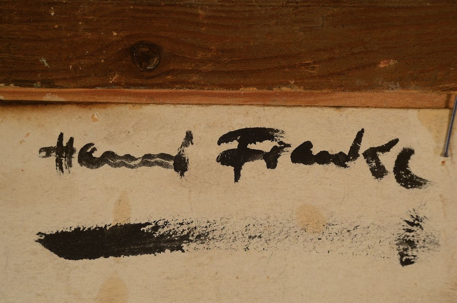 Detail a: Hanni Franke, 1890 Hochheim-1973 Frankfurt, Blick durch einen Torbogen in die Stadt, Öl auf Malkarton, dieser wellig, rückseitig signiert, ca. ...