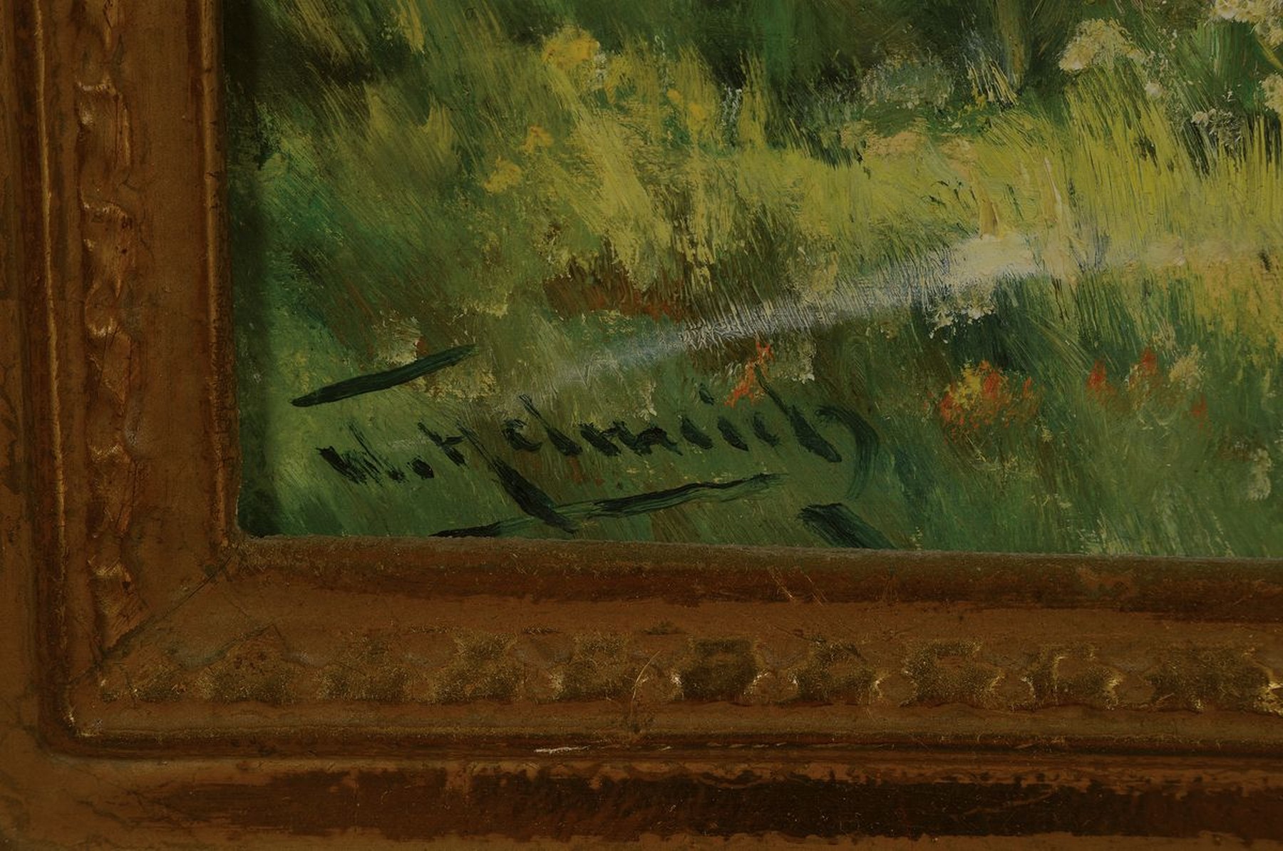 Detail a: Walter Helmich, Rheingauer Maler, geb. 1905,Die Burgruine Scharfenstein bei Kiedrich im Rheingau, Öl/Sperrholz, links unten signiert, ca. ...