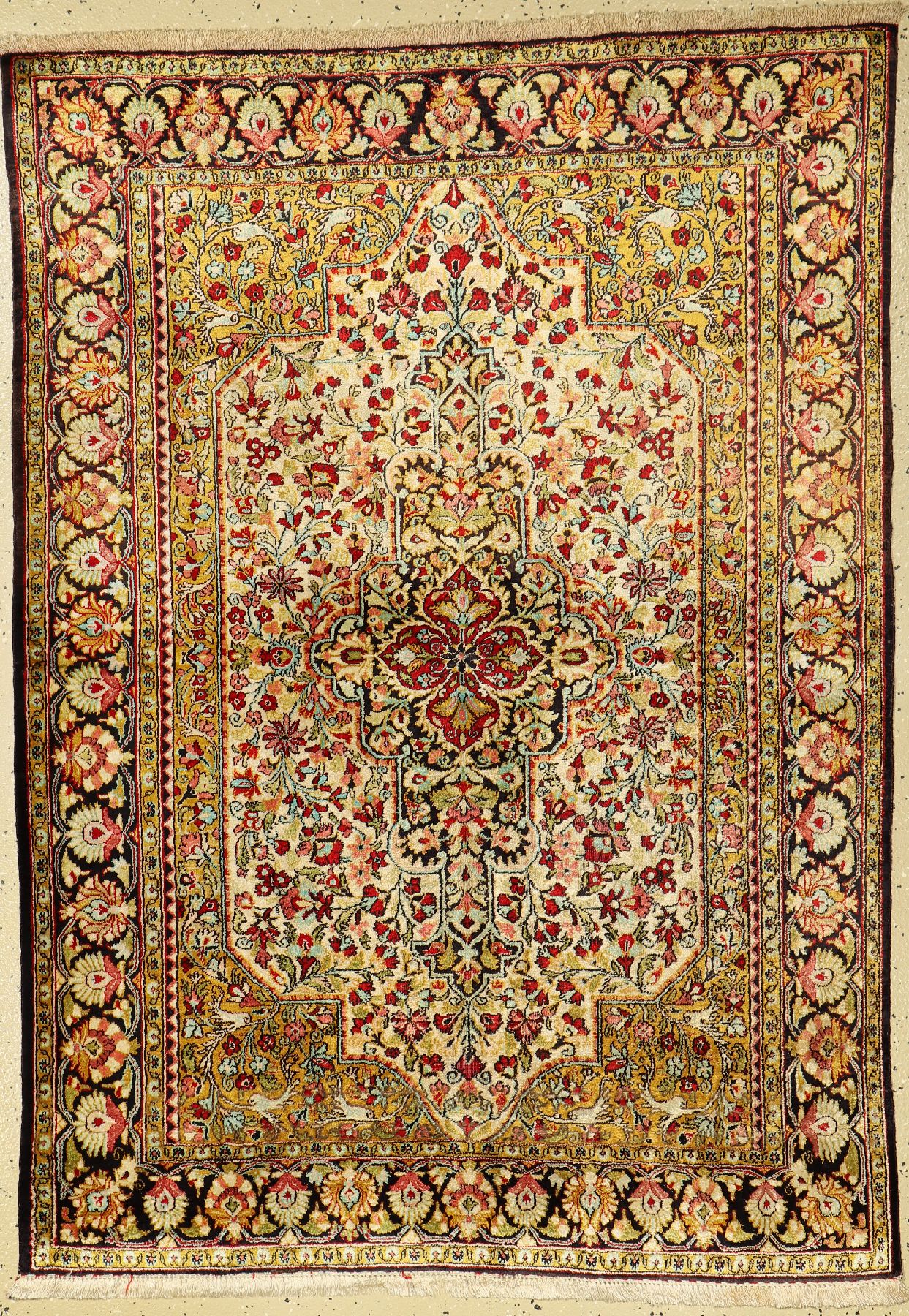 Ghom Seide, Persien, ca. 60 Jahre, reine Naturseide, ca. 147 x 105 cm, EHZ: 3