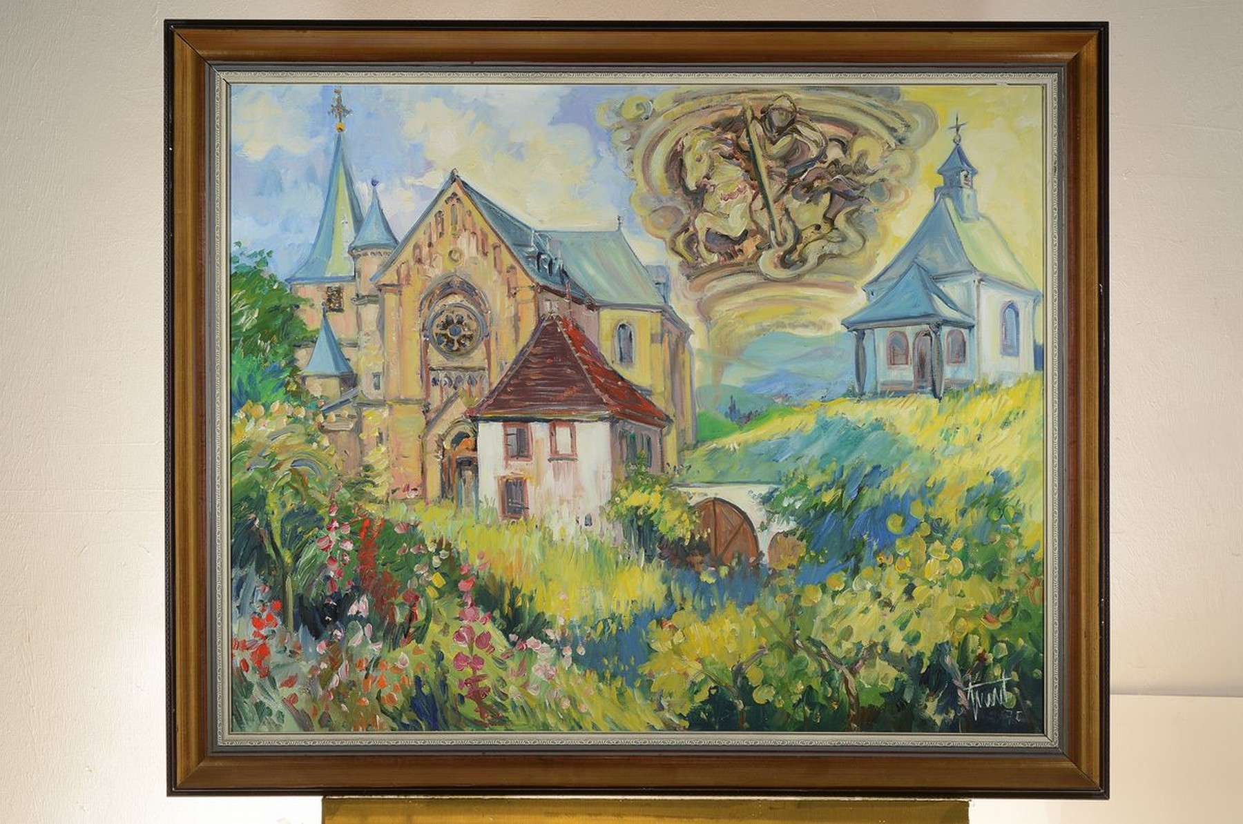 Detail k: Georg Günter Zeuner, 1923 Dresden-2011 Speyer, Kirchliches aus Arzheim, rückseitig so betitelt und dat. 1978, rechts unten signiert, ca. 80x100cm, ...