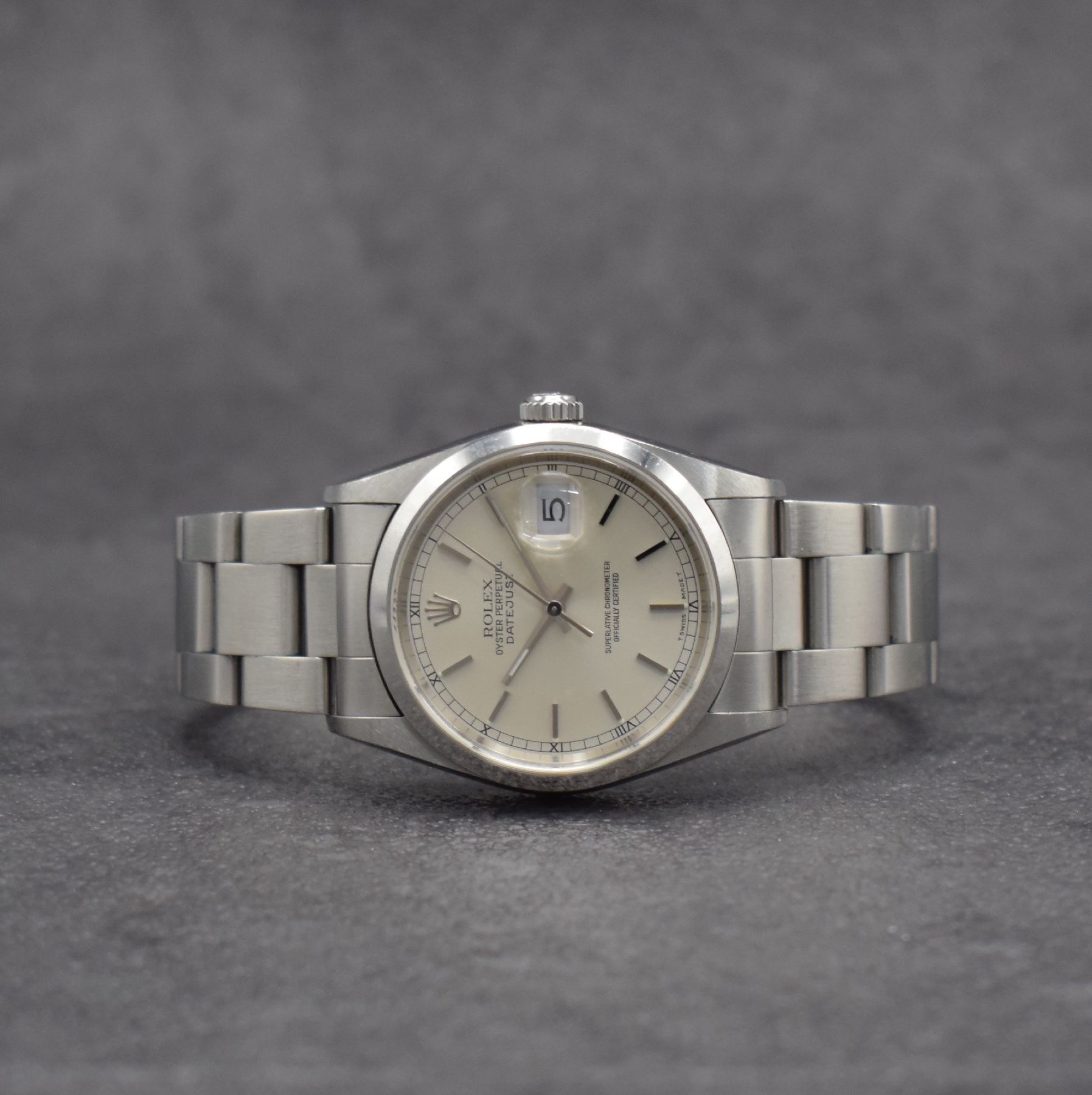 ROLEX Datejust Ref. 16200 Oyster Perpetual Herrenarmbanduhr in Edelstahl, Schweiz verk. lt. beil. original Zert. 11/1999, verschr. Oystergeh. inkl. ...