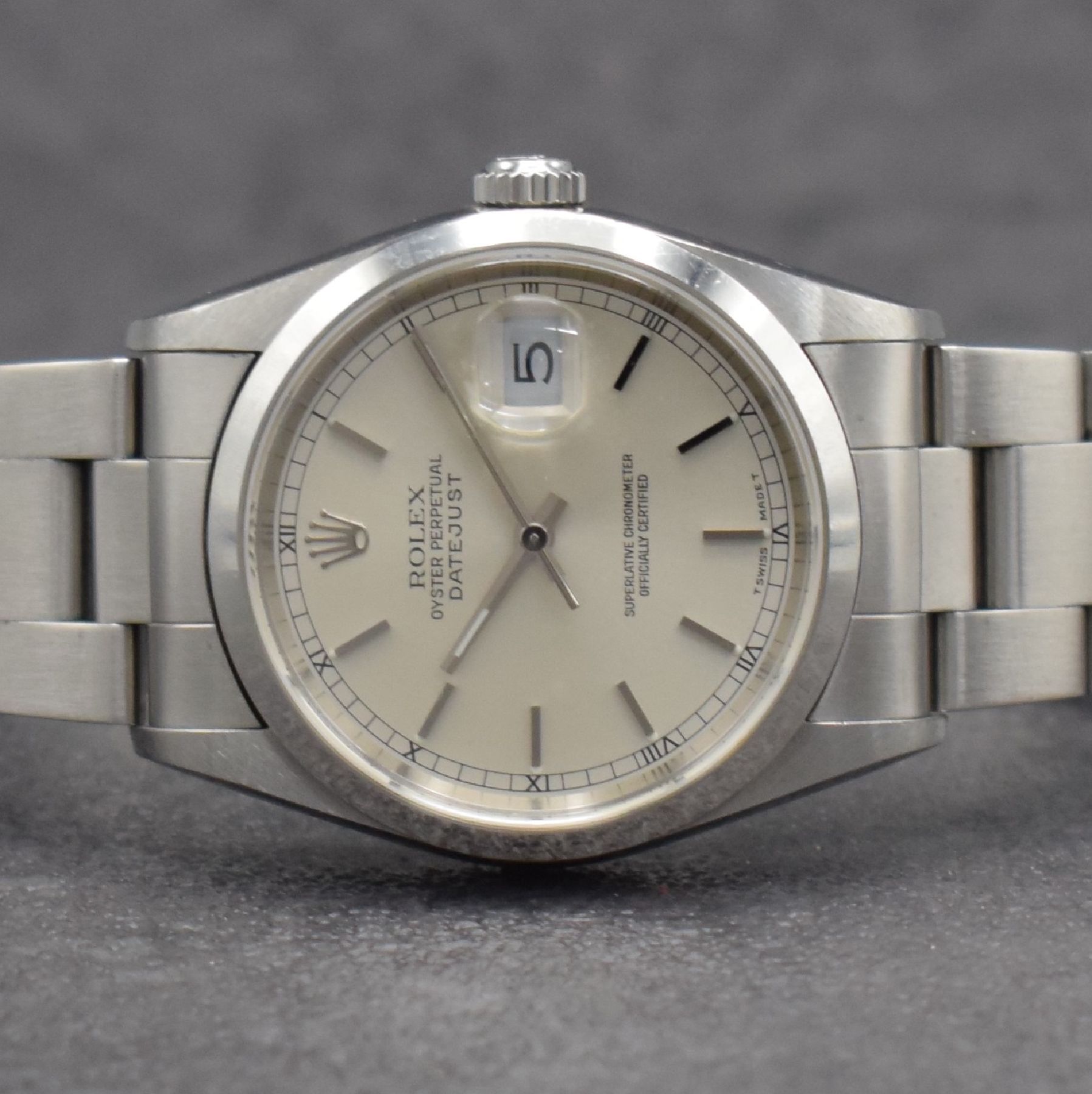 Detail a: ROLEX Datejust Ref. 16200 Oyster Perpetual Herrenarmbanduhr in Edelstahl, Schweiz verk. lt. beil. original Zert. 11/1999, verschr. Oystergeh. inkl. ...