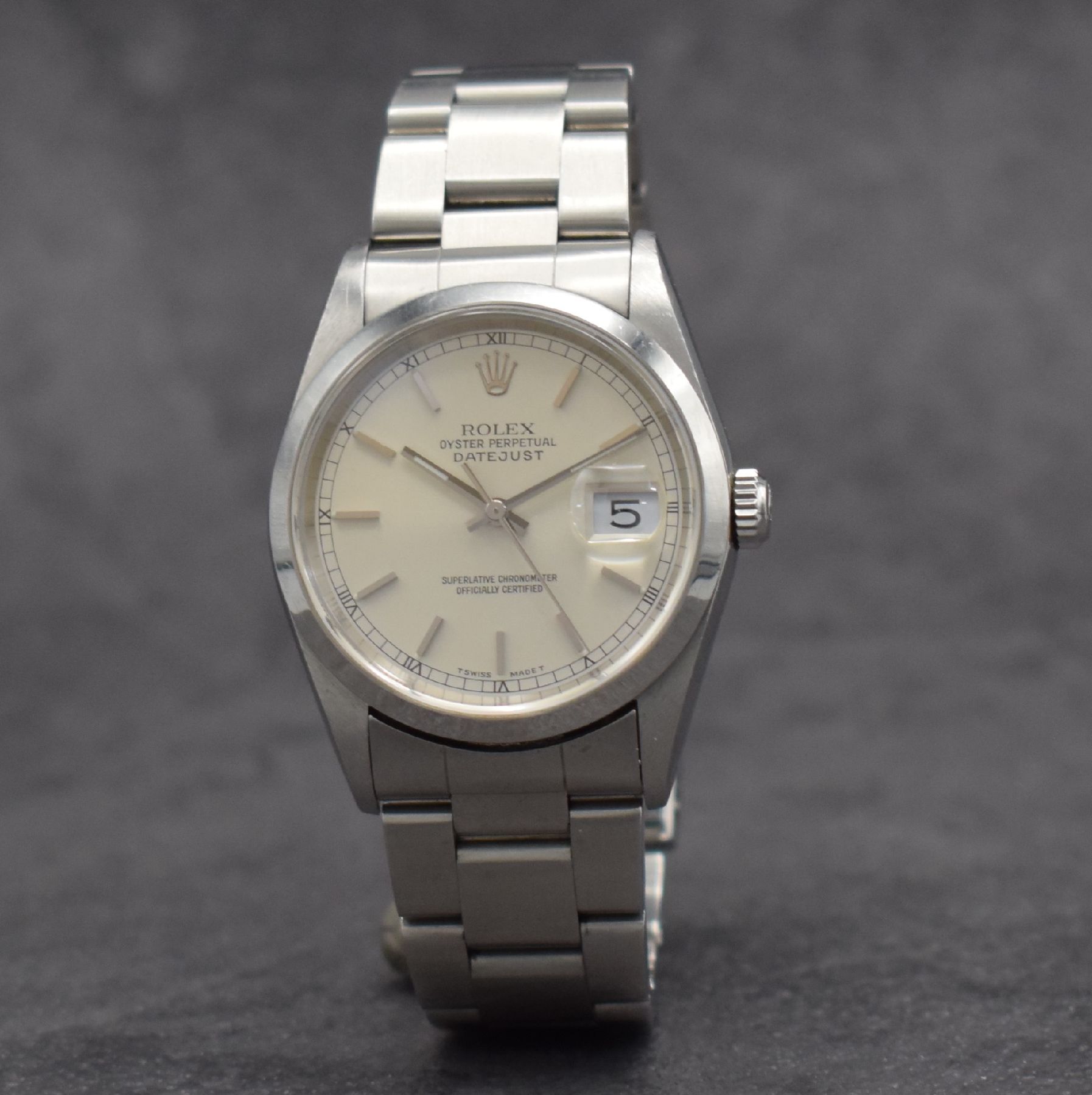 Detail b: ROLEX Datejust Ref. 16200 Oyster Perpetual Herrenarmbanduhr in Edelstahl, Schweiz verk. lt. beil. original Zert. 11/1999, verschr. Oystergeh. inkl. ...