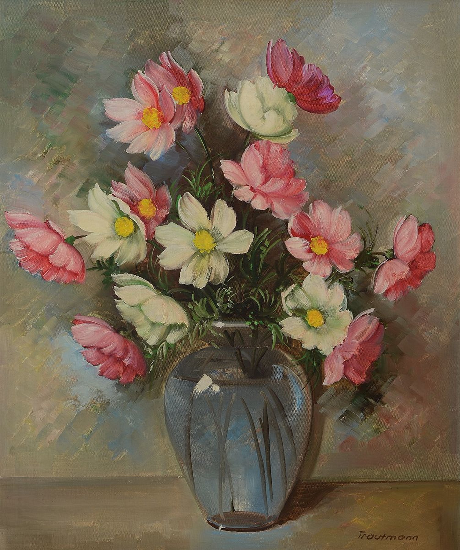 Emilie von Trautmann, 1846-1906 Wien, Blumenstillleben, Öl/Lwd, rechts unten signiert, ca. 60x50cm, R. ca. 68x58cm