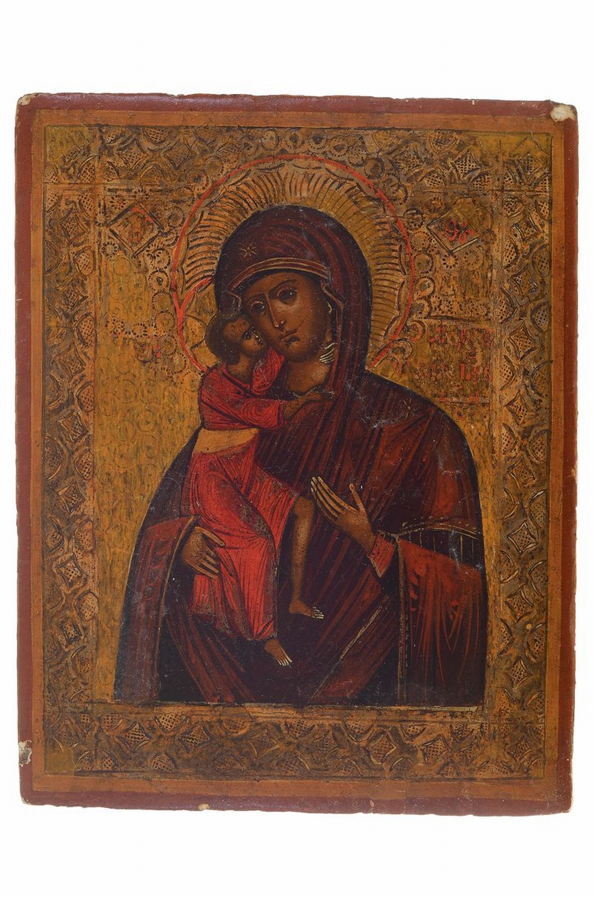 Ikone, Nordrussland, um 1900, Gottesmutter Feodorowskaja, Tempera auf Holz, gewaschen, ca. 17.5x14cm, mit Expertise Ikonenmuseum Schloß Autenried