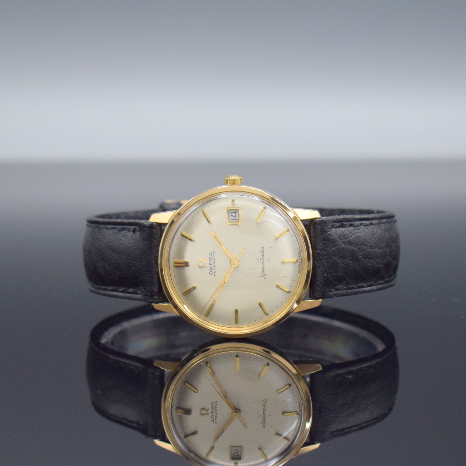 OMEGA Seamaster Ref. 166.002 Herrenarmbanduhr, Schweiz um 1964, Automatik, verg. Geh., verschr. Stahlboden m. Seamaster-Logo, orig. Krone & Glas, ...