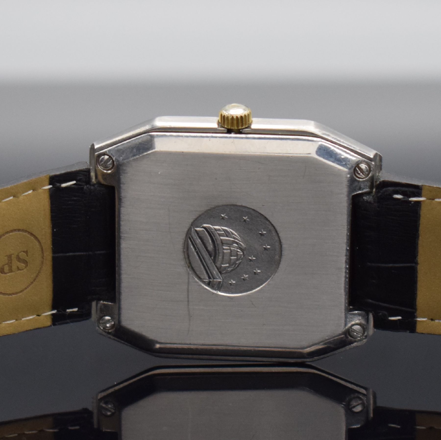 Detail e: OMEGA Constellation Ref. 168.0062 in Stahl/ Gold, Schweiz um 1973, Automatik, 4-fach verschr. Geh., Boden m. Sternwarten-Symbol, schwarzes ...