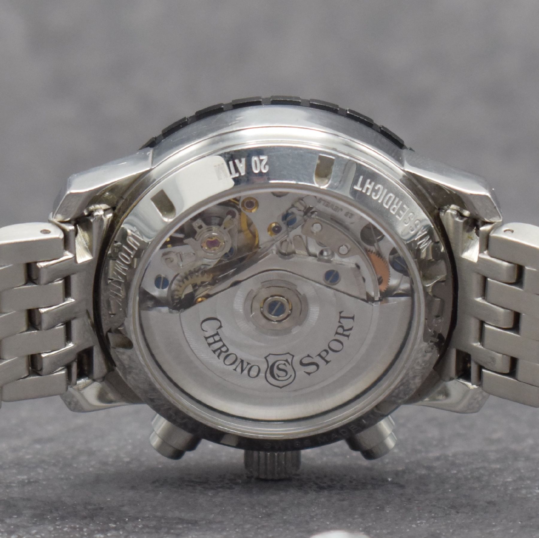 Detail f: CHRONOSPORT Herrenarmbanduhr mit Chronograph in Edelstahl, Schweiz um 2005, Automatik, beids. vergl., verschr. Gehäuse, neutr. Stahlband m. dopp. ...
