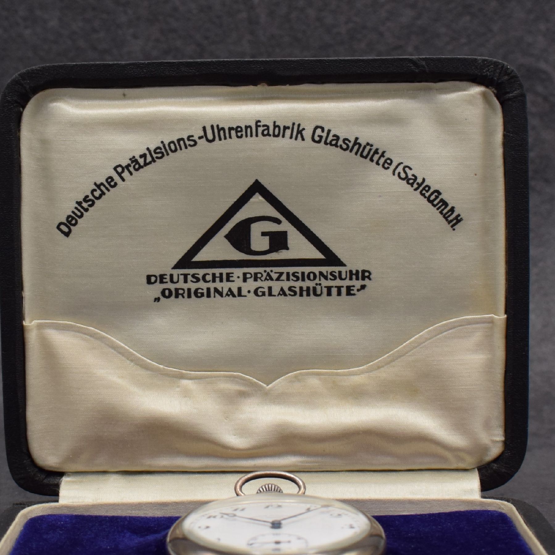 Detail c: DEUTSCHE PRÄZISIONSUHR Original Glashütte (SA) offene Taschenuhr in Silber, Deutschland um 1900, Emailzifferbl. m. arab. Zahlen, gebl. Zeiger, ...