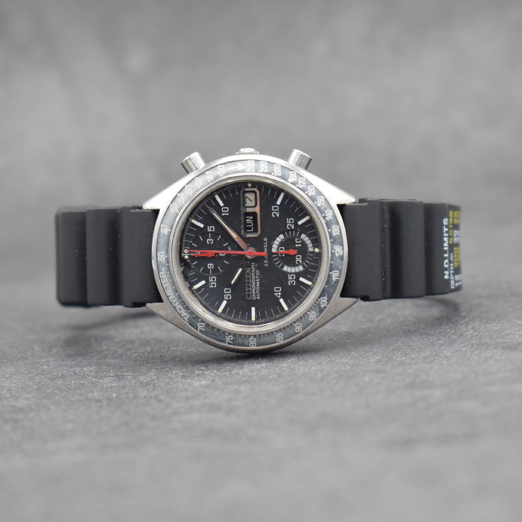 CITIZEN Flyback-Armbandchronograph, Automatik, Japan um 1975, Ref. 4-901207 TA, Edelstahlgeh. inkl. Kautschukband, Boden verschr., ...