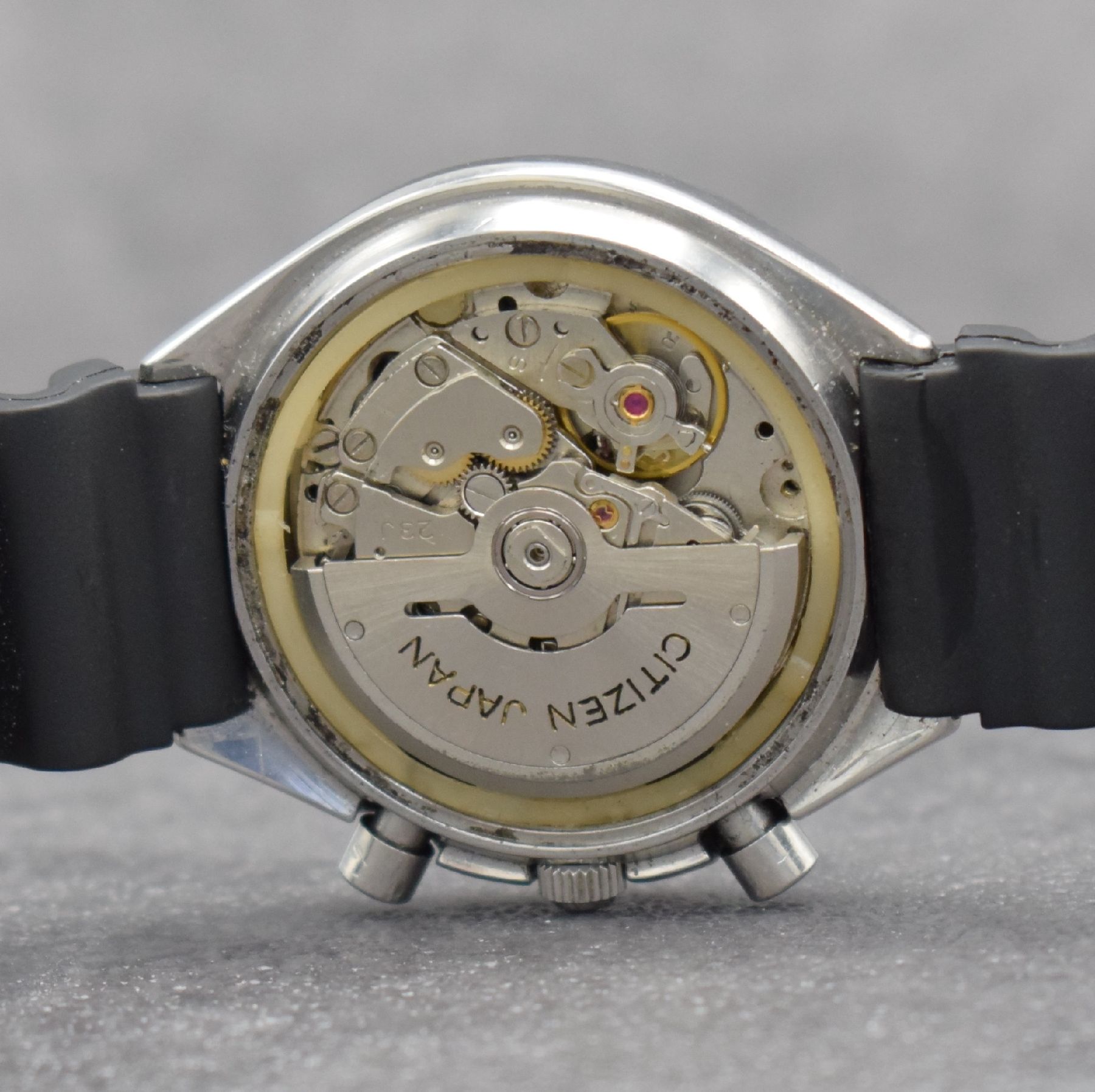 Detail g: CITIZEN Flyback-Armbandchronograph, Automatik, Japan um 1975, Ref. 4-901207 TA, Edelstahlgeh. inkl. Kautschukband, Boden verschr., ...