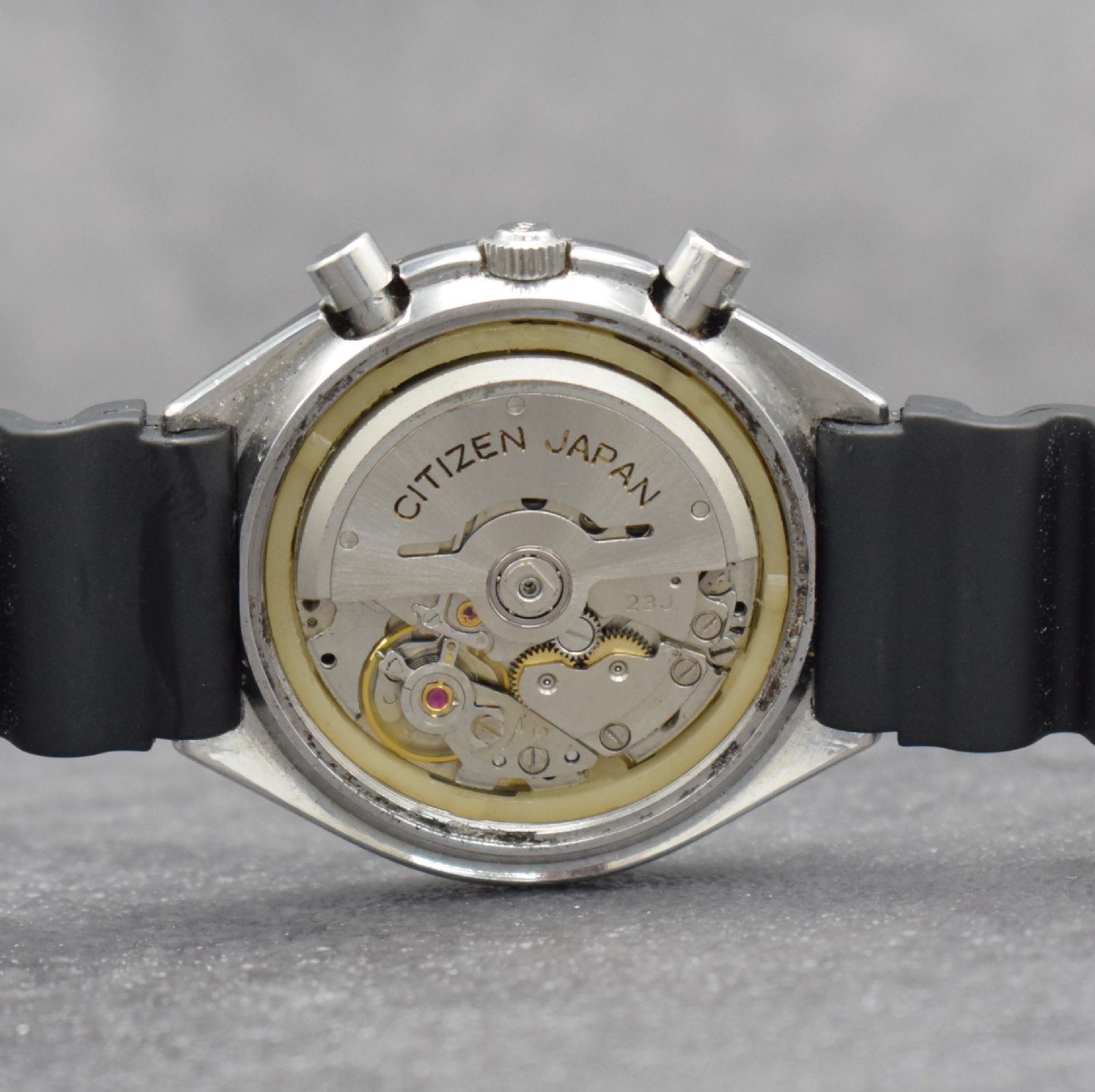 Detail h: CITIZEN Flyback-Armbandchronograph, Automatik, Japan um 1975, Ref. 4-901207 TA, Edelstahlgeh. inkl. Kautschukband, Boden verschr., ...