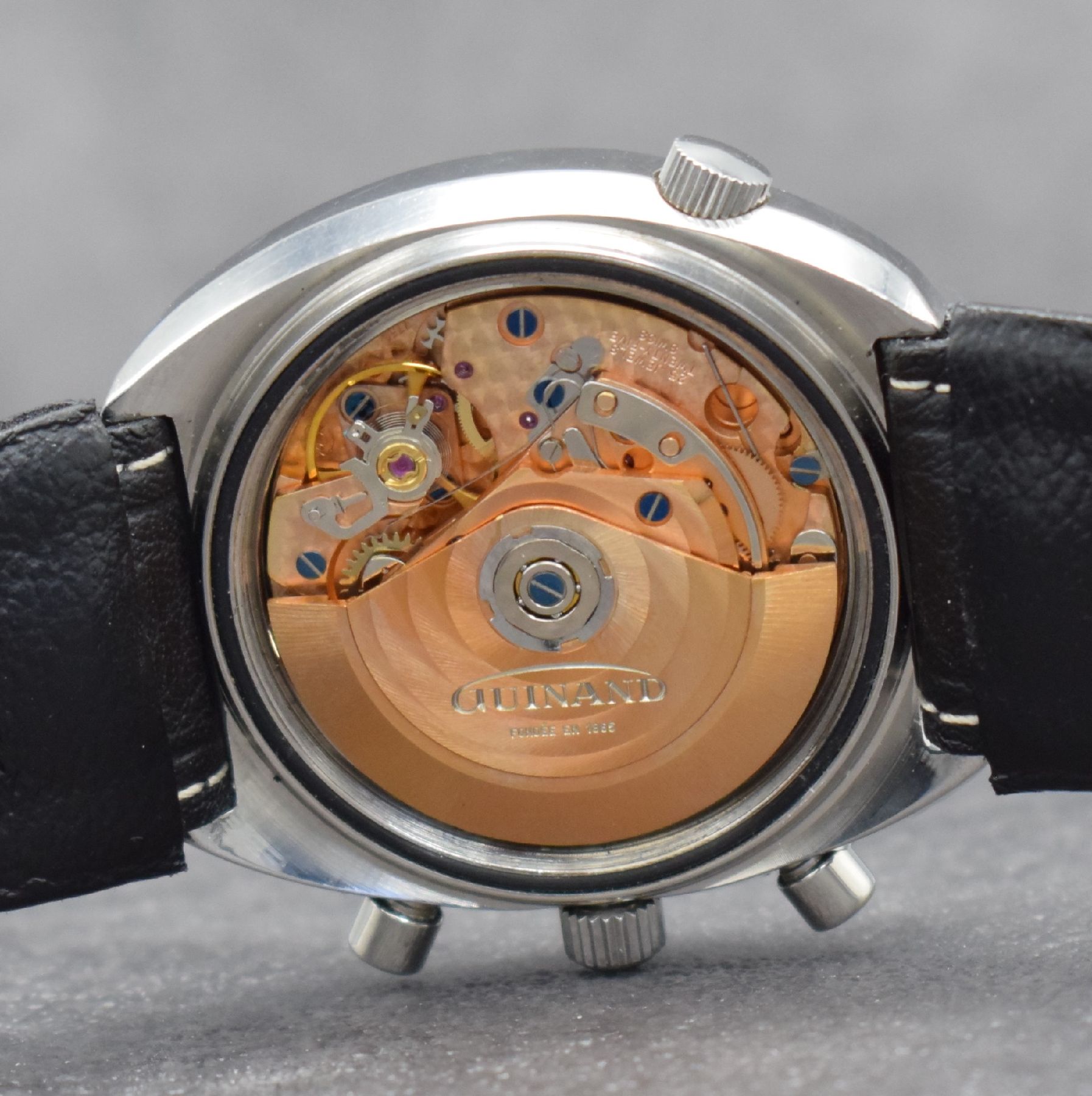 Detail h: CHRONOSPORT seltener Armbandchronograph Nr. 100 mit Bodengravur von Helmut Sinn, Automatik, Schweiz um 2004, Ref. 70.50 LL, Edelstahlgeh. inkl. Sinn ...