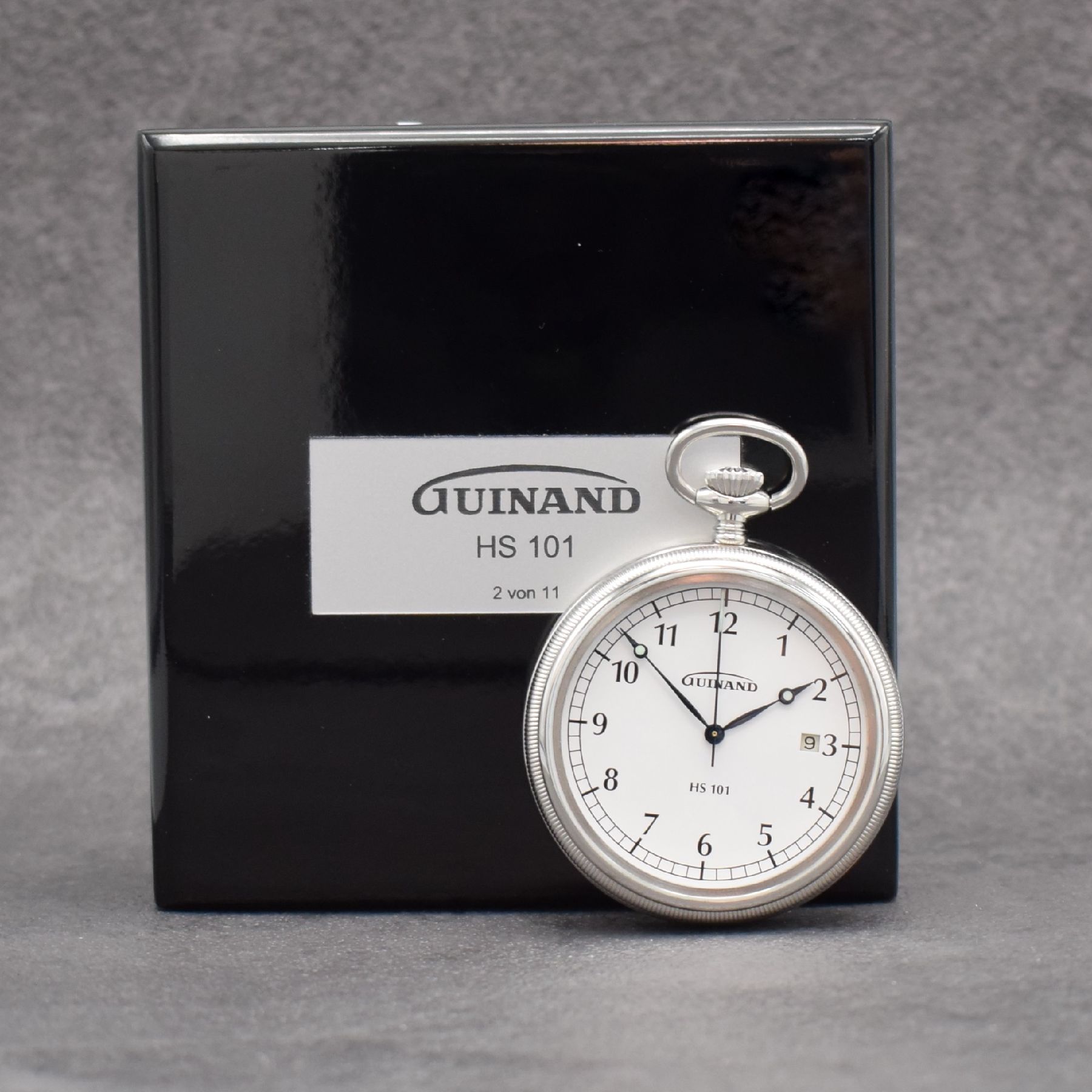 Detail g: GUINAND seltene, auf 11 Stück limitierte, offene Taschenuhr HS 101, Schweiz um 2017, hergestellt zum 101 Geburtstag von Helmut Sinn, 3-teil. Geh., ...