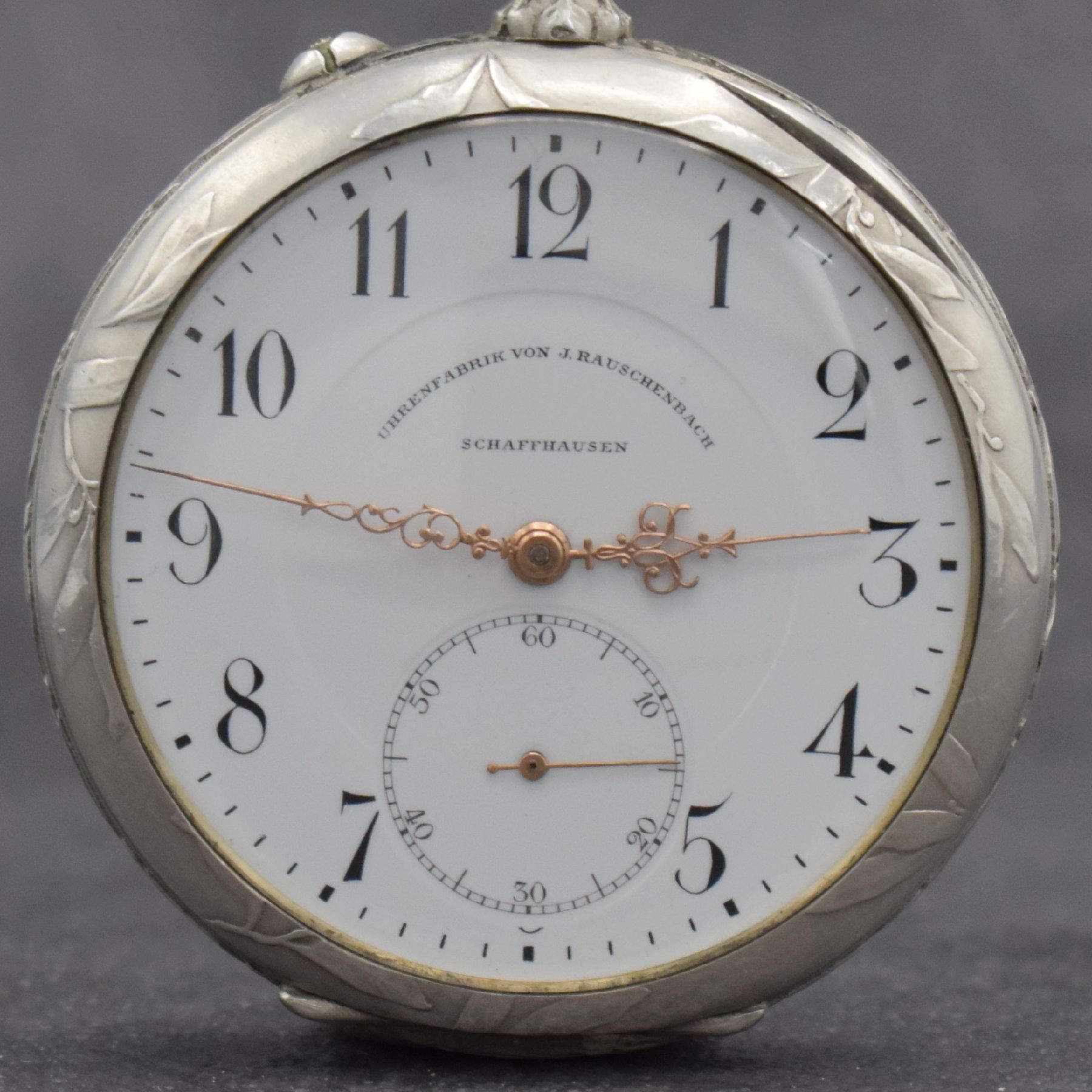 Detail a: IWC / Uhrenfabrik von J. Rauschenbach offene Schützenuhr in Silber mit original Etui & Garantieschein, Schweiz um 1912, beids. geprägtes Geh., auf ...