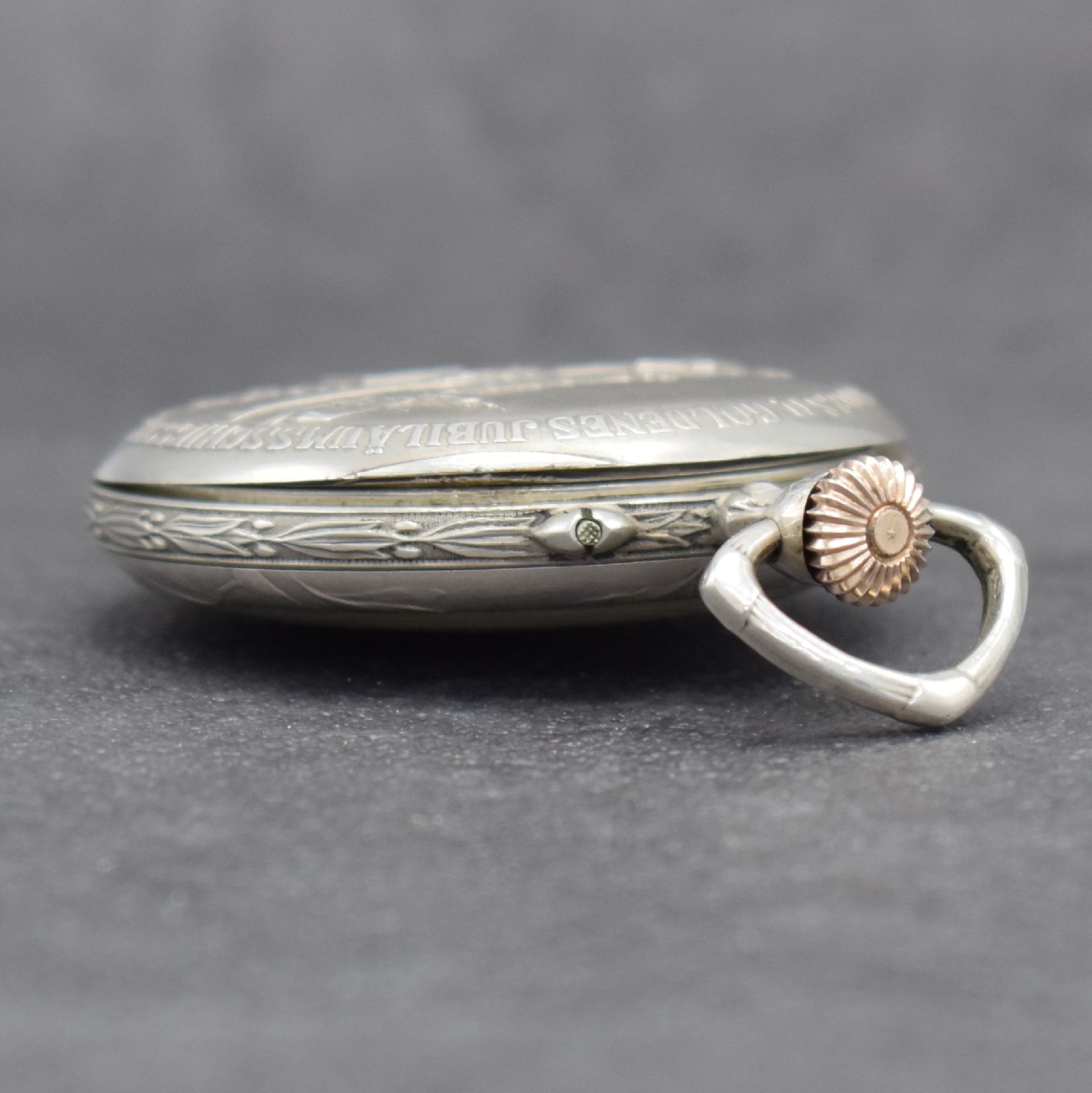 Detail e: IWC / Uhrenfabrik von J. Rauschenbach offene Schützenuhr in Silber mit original Etui & Garantieschein, Schweiz um 1912, beids. geprägtes Geh., auf ...