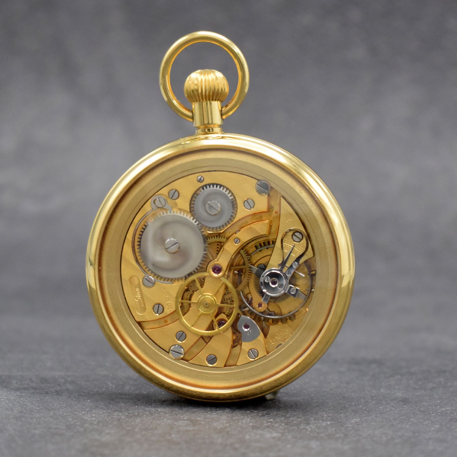 Detail b: SINN seltene B-Uhr Double Face, Deutschland 1990er Jahre, verg. Metallgeh. beids. vergl., gold. Zifferbl. m. röm. Std., gebl. Zeiger, Anz. v. Std., ...