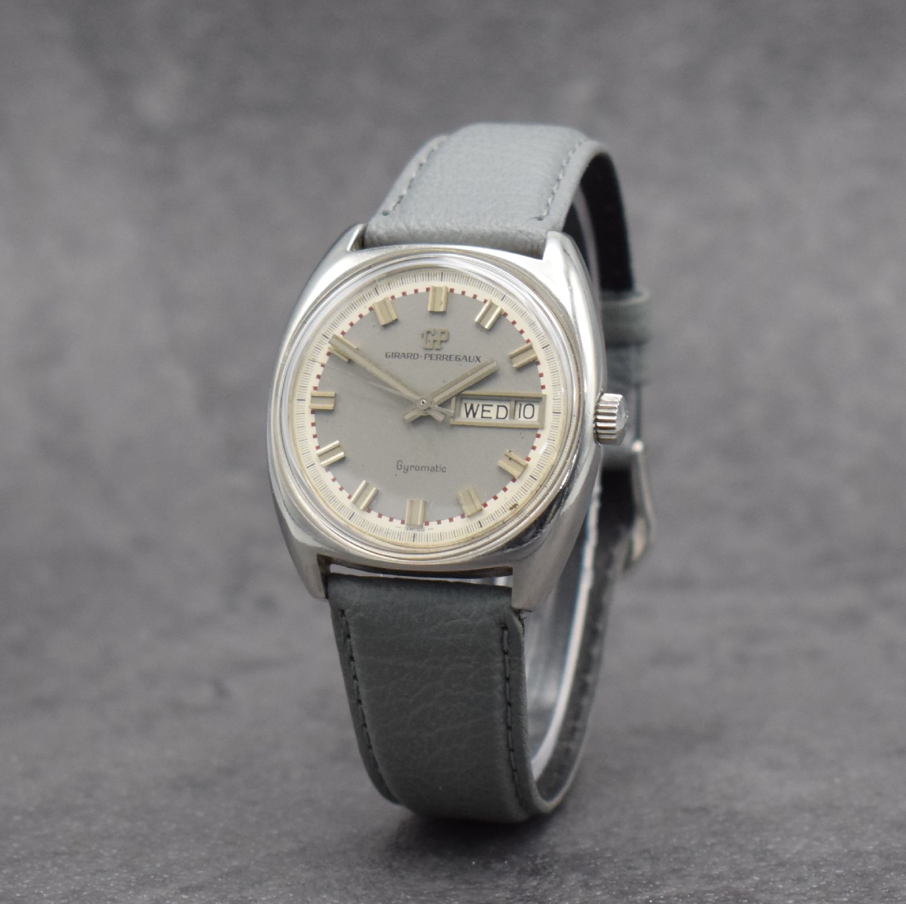 Detail b: 3 Herrenarmbanduhren BULOVA, GIRARD PERREGAUX & JAZ, Schweiz/Frankreich um 1970, 1) in Edelstahl, Accutron m. Stimmgabelschwinger, Kal. 2181, blaues ...