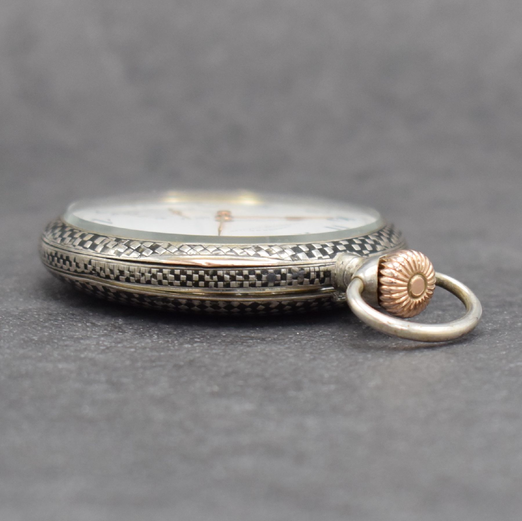 Detail f: J. ASSMANN Glashütte offene Herrentaschenuhr Nr. 20414 in 900er Silber mit original Zertifikat, Etui & Überkarton, Deutschland um 1918, Geh. ber., ...