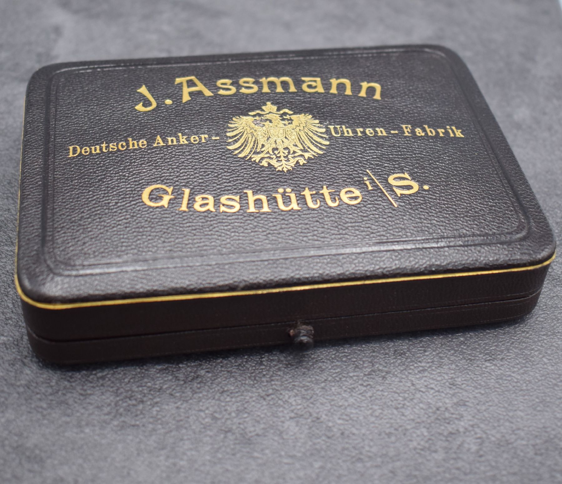 Detail j: J. ASSMANN Glashütte offene Herrentaschenuhr Nr. 20414 in 900er Silber mit original Zertifikat, Etui & Überkarton, Deutschland um 1918, Geh. ber., ...
