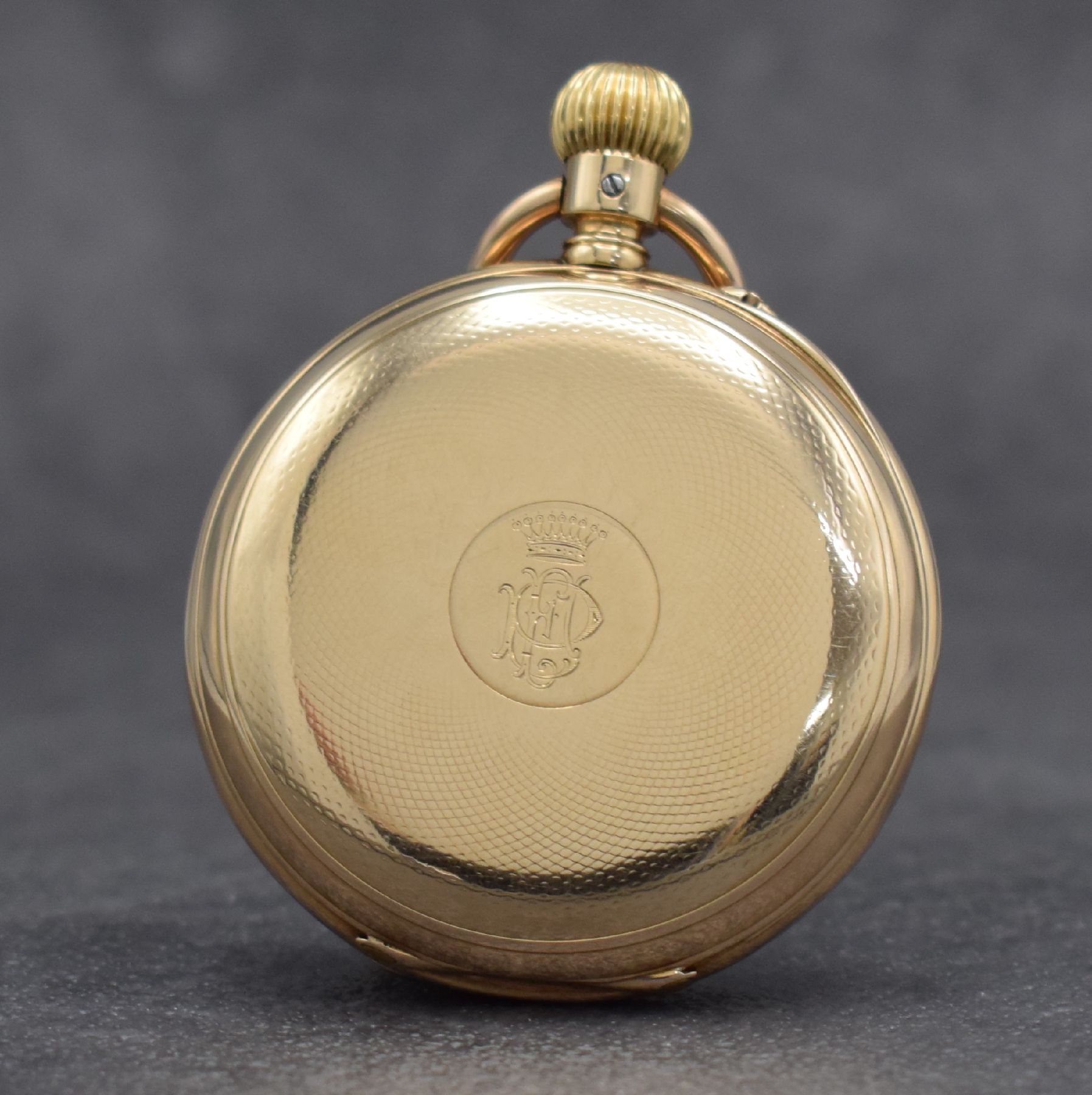 Detail b: RICHARD GLAESER GLASHÜTTE B / DRESDEN offene Herrentaschenuhr in RoseG 585/000, Werk Deutschland um 1895, Werk-Nr. 8212, Geh.-Nr. 8309, Goldcuv., ...