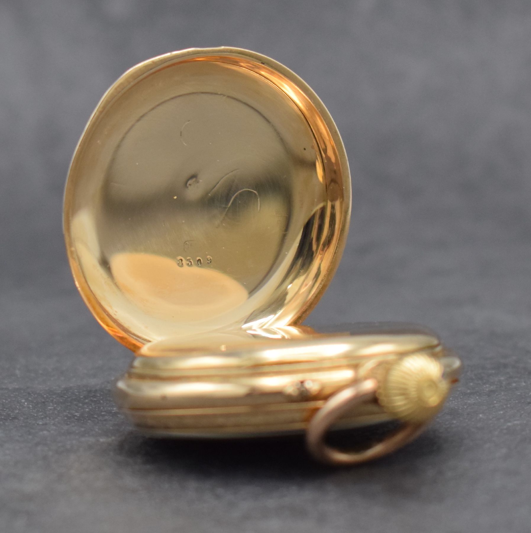Detail e: RICHARD GLAESER GLASHÜTTE B / DRESDEN offene Herrentaschenuhr in RoseG 585/000, Werk Deutschland um 1895, Werk-Nr. 8212, Geh.-Nr. 8309, Goldcuv., ...