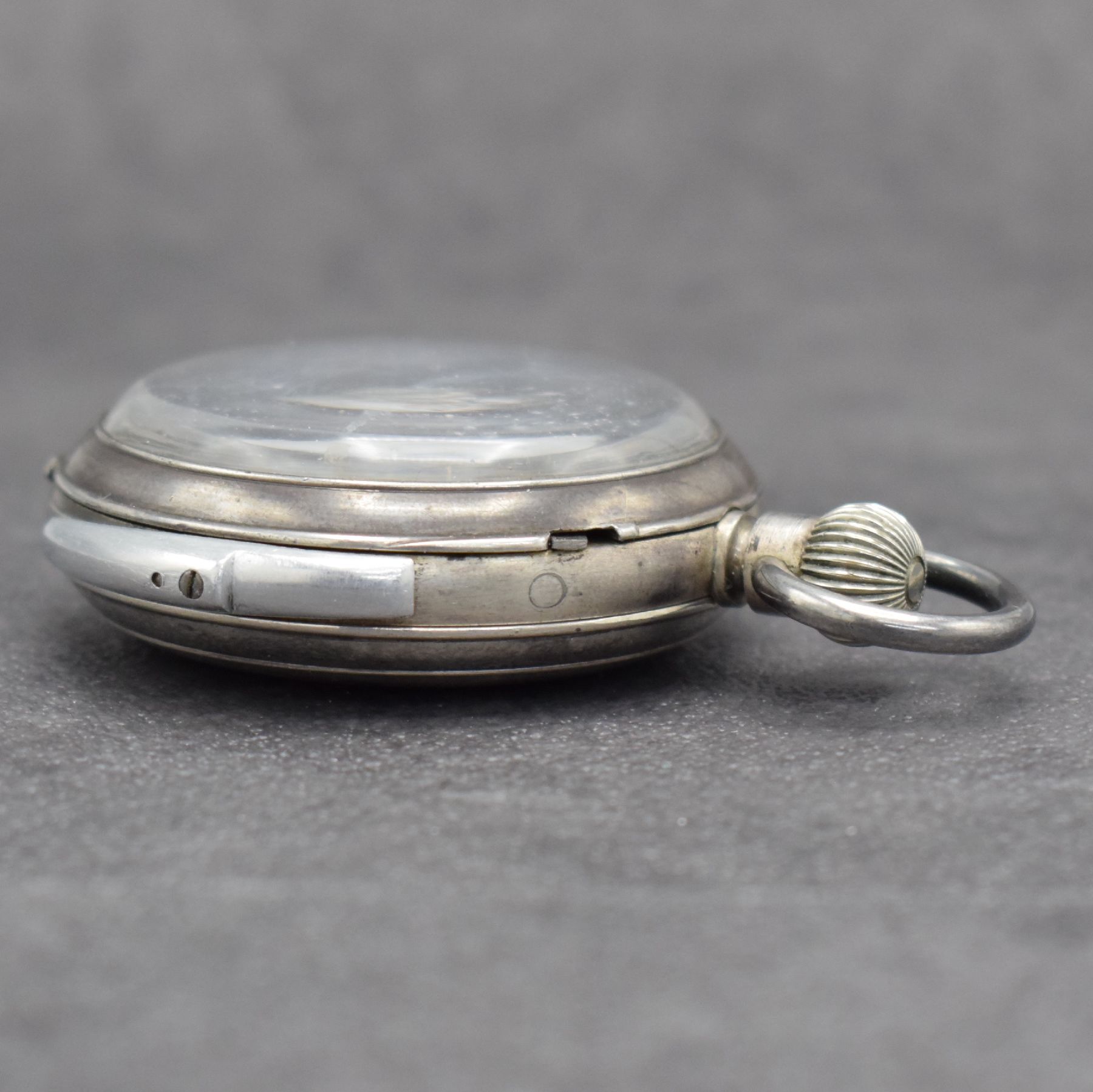 Detail c: Savonette-Werk mit Minutenrepetition & Chronograph in späterem Gehäuse, Schweiz um 1880, offenes Silbergeh., Rep.-Schieber b. 6, Chrono-Drücker b. ...