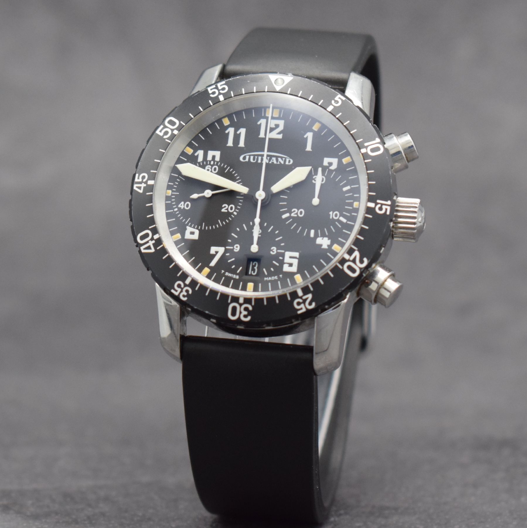 Detail b: GUINAND / CHRONOSPORT Armbandchronograph, Automatik, Deutschland um 1995, Edelstahlgeh. inkl. neutr. Kautschukband m. orig. Dornschl., Boden & Krone ...