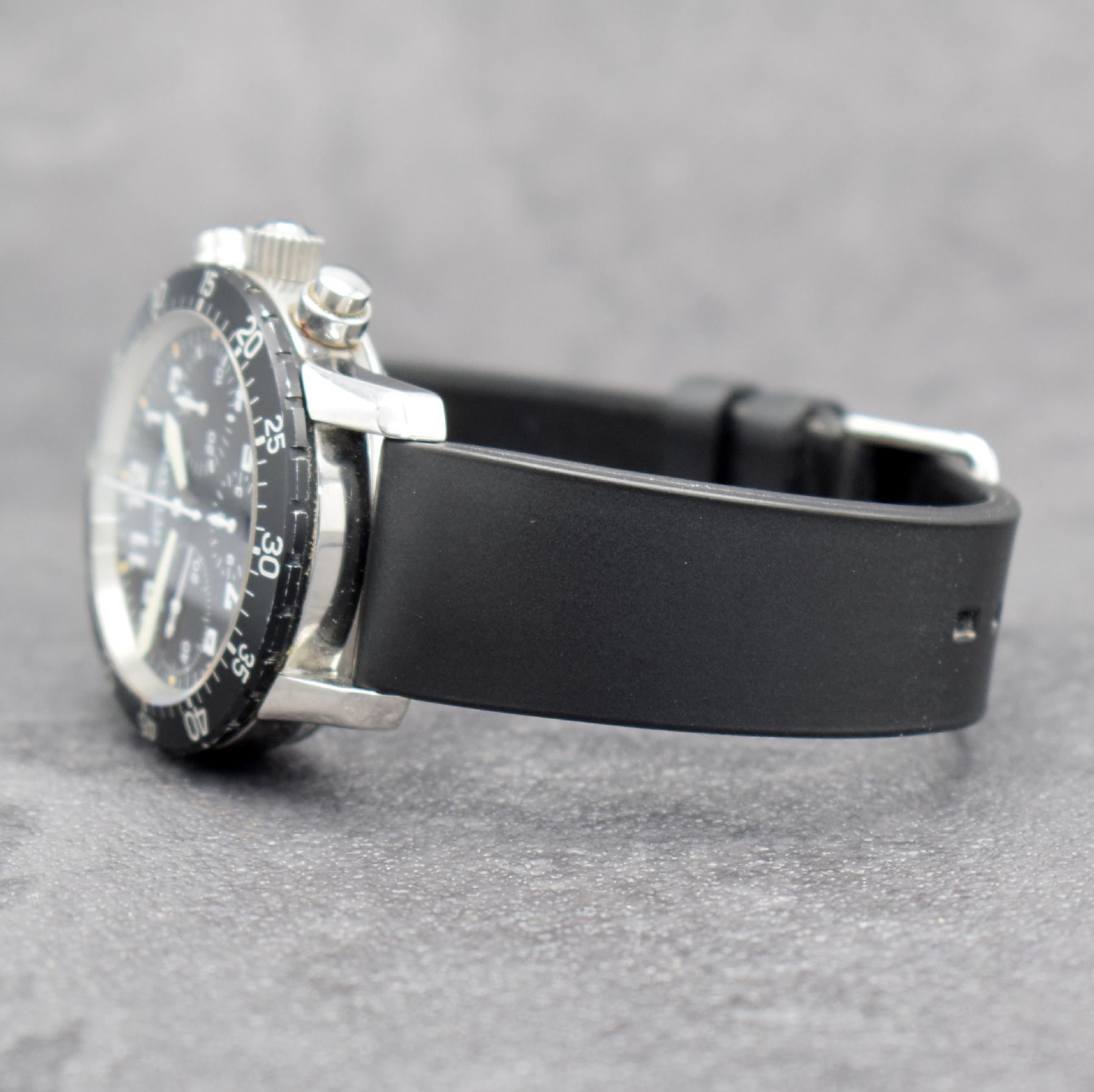 Detail c: GUINAND / CHRONOSPORT Armbandchronograph, Automatik, Deutschland um 1995, Edelstahlgeh. inkl. neutr. Kautschukband m. orig. Dornschl., Boden & Krone ...