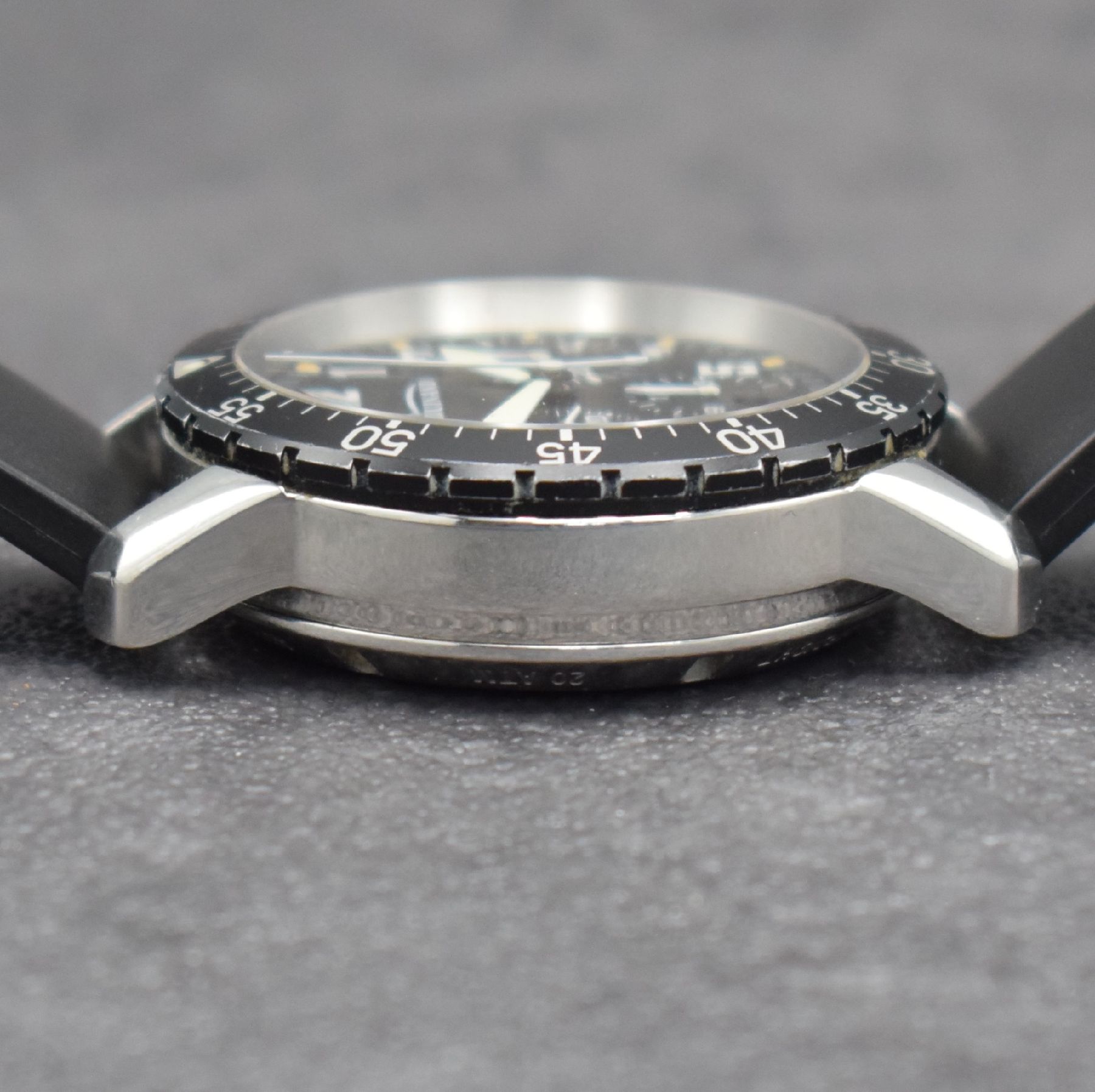 Detail e: GUINAND / CHRONOSPORT Armbandchronograph, Automatik, Deutschland um 1995, Edelstahlgeh. inkl. neutr. Kautschukband m. orig. Dornschl., Boden & Krone ...