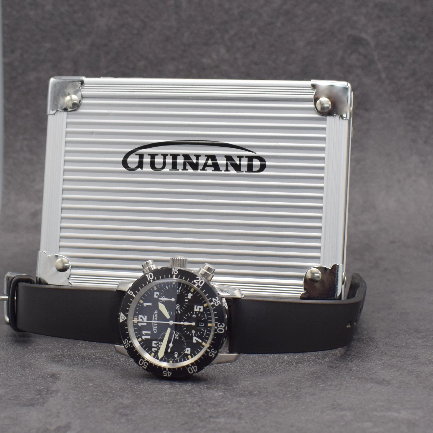 Detail g: GUINAND / CHRONOSPORT Armbandchronograph, Automatik, Deutschland um 1995, Edelstahlgeh. inkl. neutr. Kautschukband m. orig. Dornschl., Boden & Krone ...