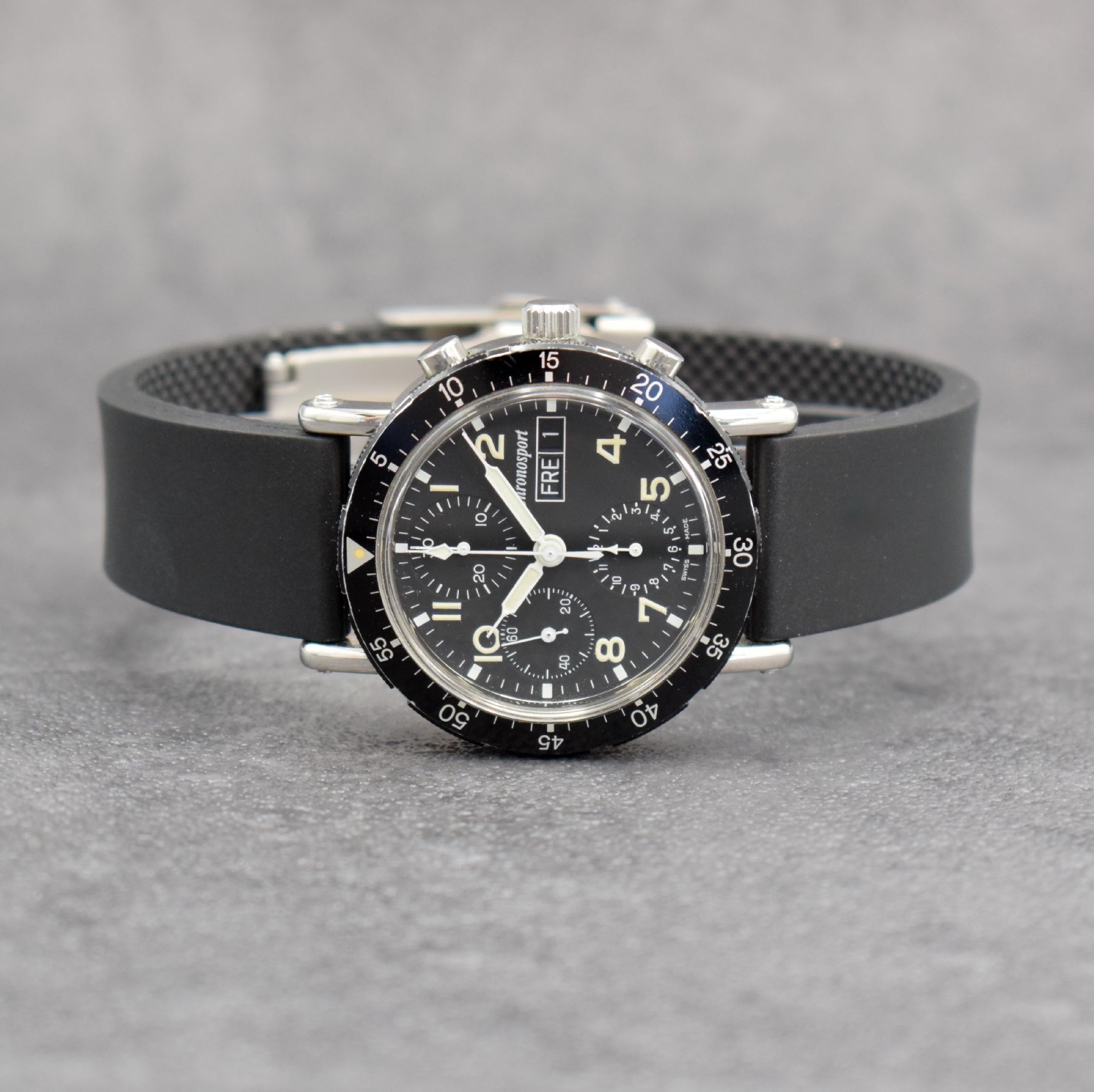 CHRONOSPORT Armbandchronograph, Automatik, Schweiz um 2010, Ref. 78350, Edelstahlgeh. inkl. neutr. Kautschukband m. Faltschl., Boden & Krone ...