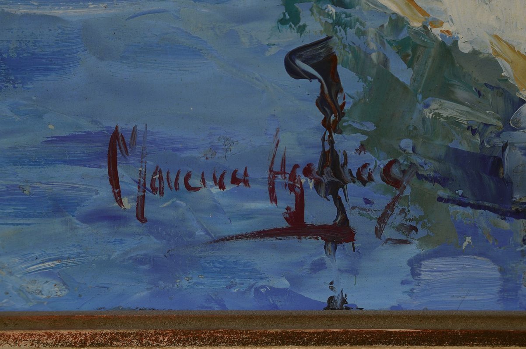 Detail a: Moreira Aguiar, geb. 1947,, Hafen von Saint Tropez ?, "Sailingboats", Öl/Platte, signiert 55 x 68 cm, Rahmen: 72 x 85 cm